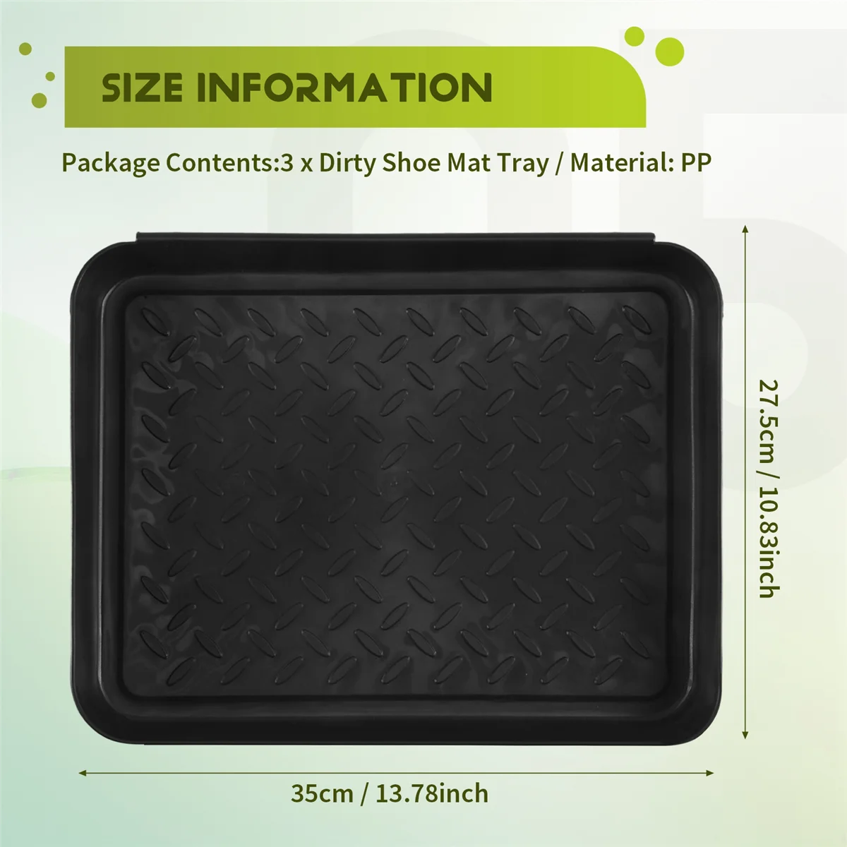3PCS Boot Tray Heavy Duty Shoe Mat Trays,Storage Tray,Dog Bowl or Cat Bowl Mats Trap Mud to Protect Floor 13.7X10.8 Inch