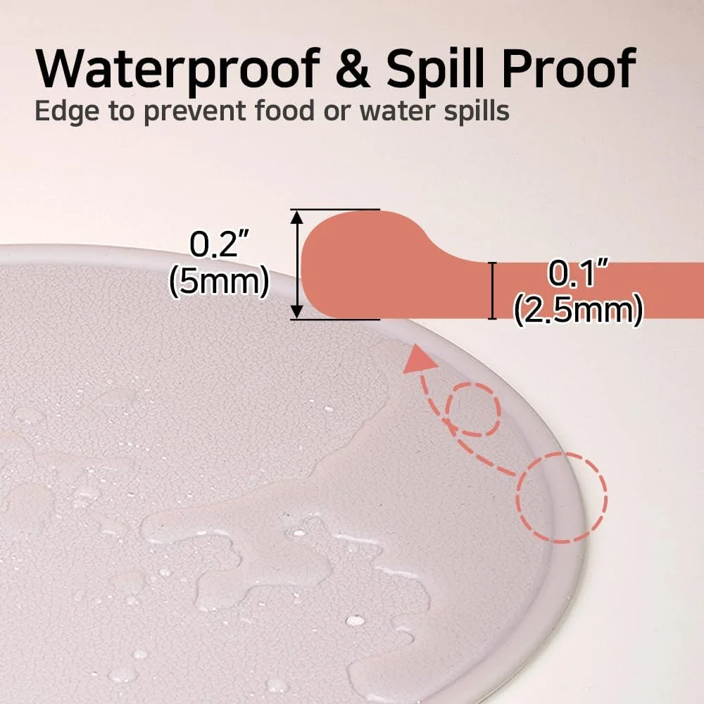 Silicon Pet Feeding Mat with Raised Edges, Non-Slip, 15.7x11.4, Waterproof, Easy to Clean, Made in Korea