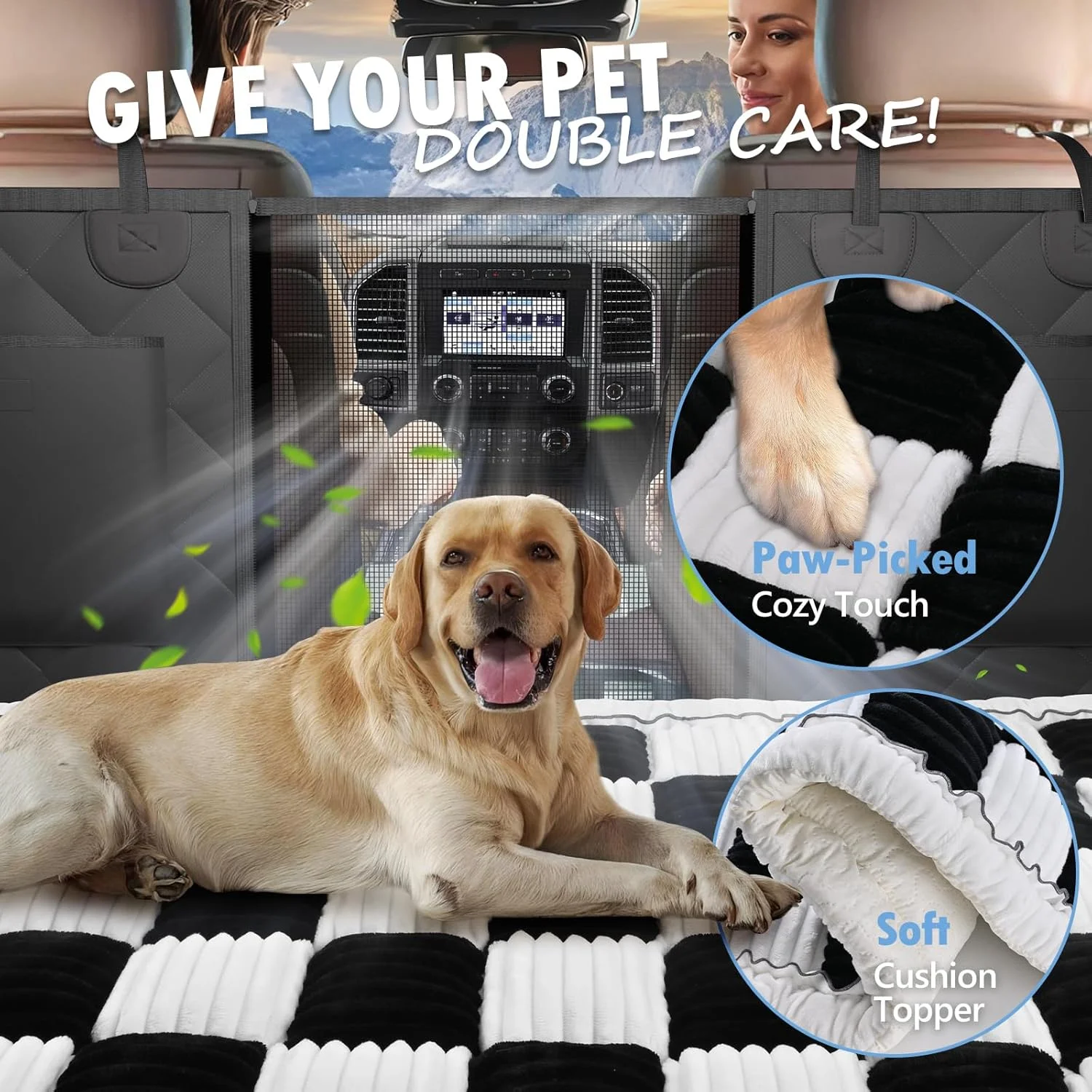 Dog Bed for Truck Back Seat Non-Slip, Truck Dog Bed Soft and Comfortable, Back Seat Pet Bed Mat for Travel, Pet Car Blanket for Backseat Extender and Seat Covers Checkered 59”X27.5”