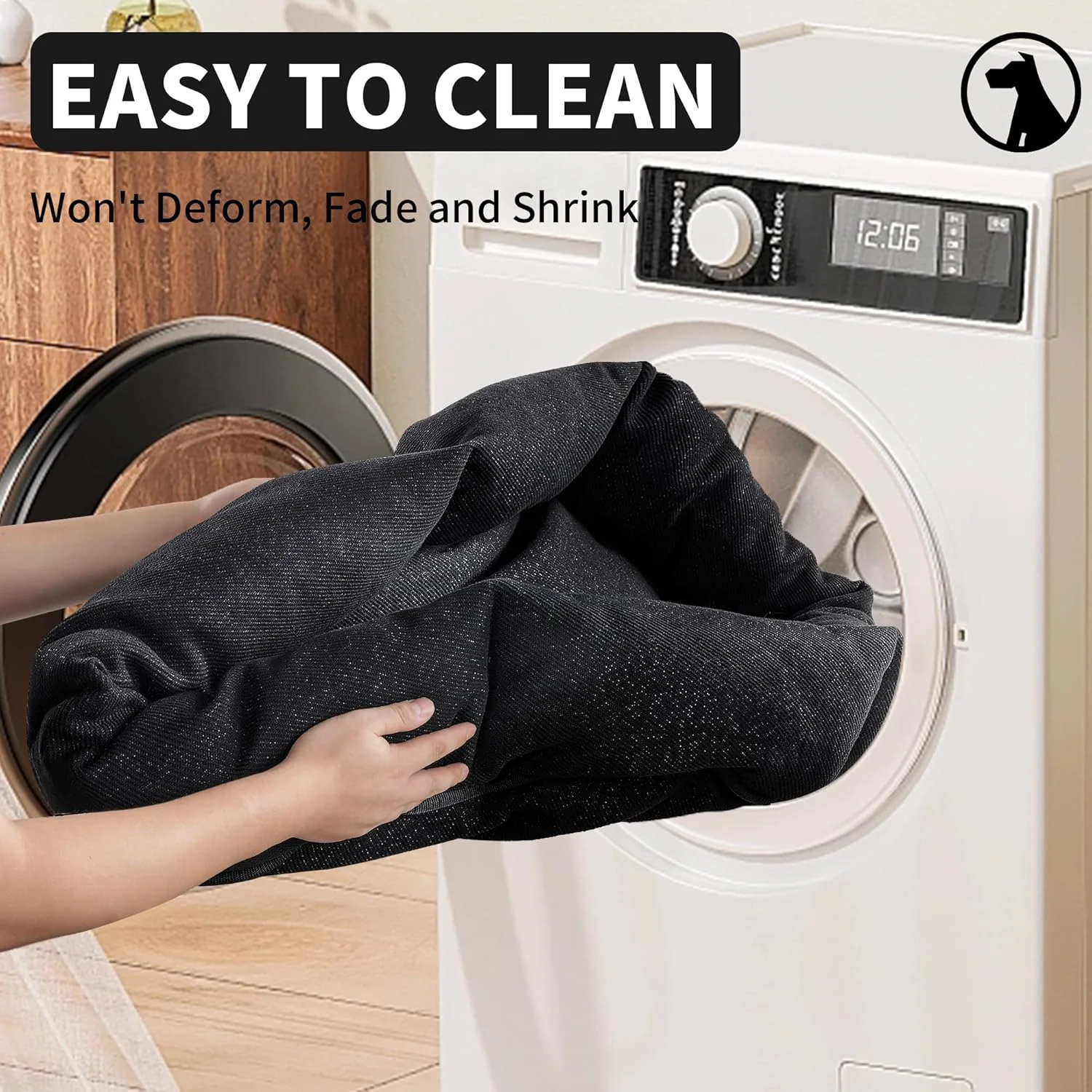 Indestructible Chew Proof Dog Bed for Aggressive Chewers,Round Durable Pee Proof Tough Pet Bed for Large Dog,Black (20"x24"x5")