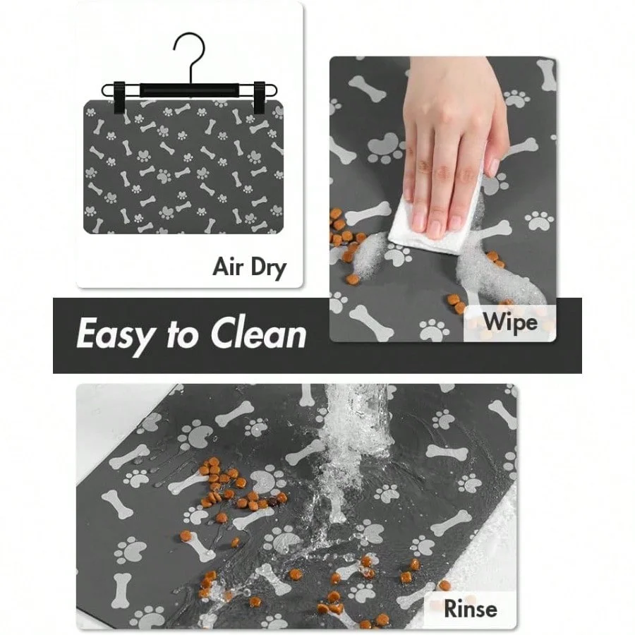 Pet Feeding Mat Absorbent Food And Water Mat For Dogs Quick Dry No Stains Placemat For Messy Drinkers 23X34 Dark Grey
