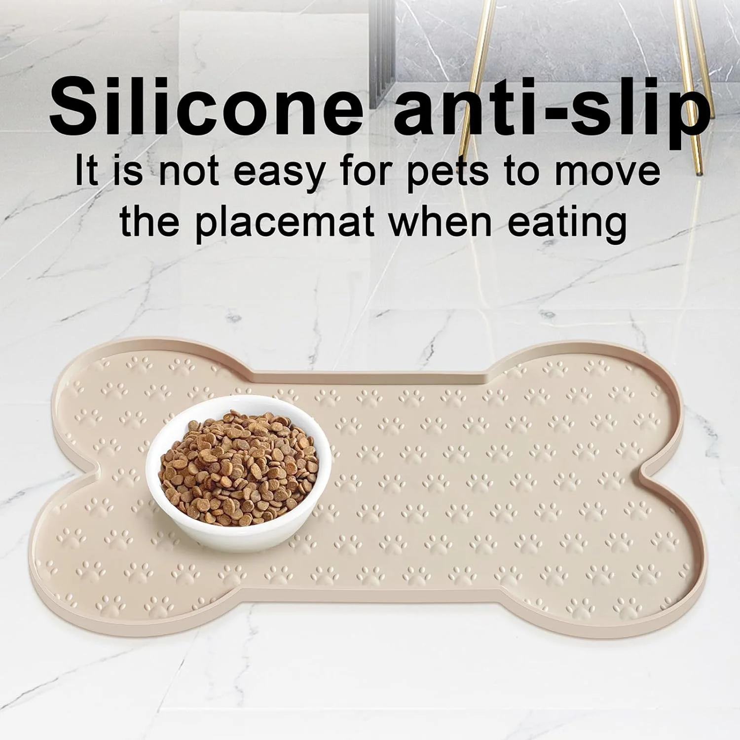 Dog Feeding Mat Anti-Slip Silicone Dog Bowl Mat Thicker Pet Placemat Waterproof Cat Feeder Pad with Raised Edge Puppy Kitten Feeding Mats Suitable Small Medium-Sized Dogs Cats Eating Tray