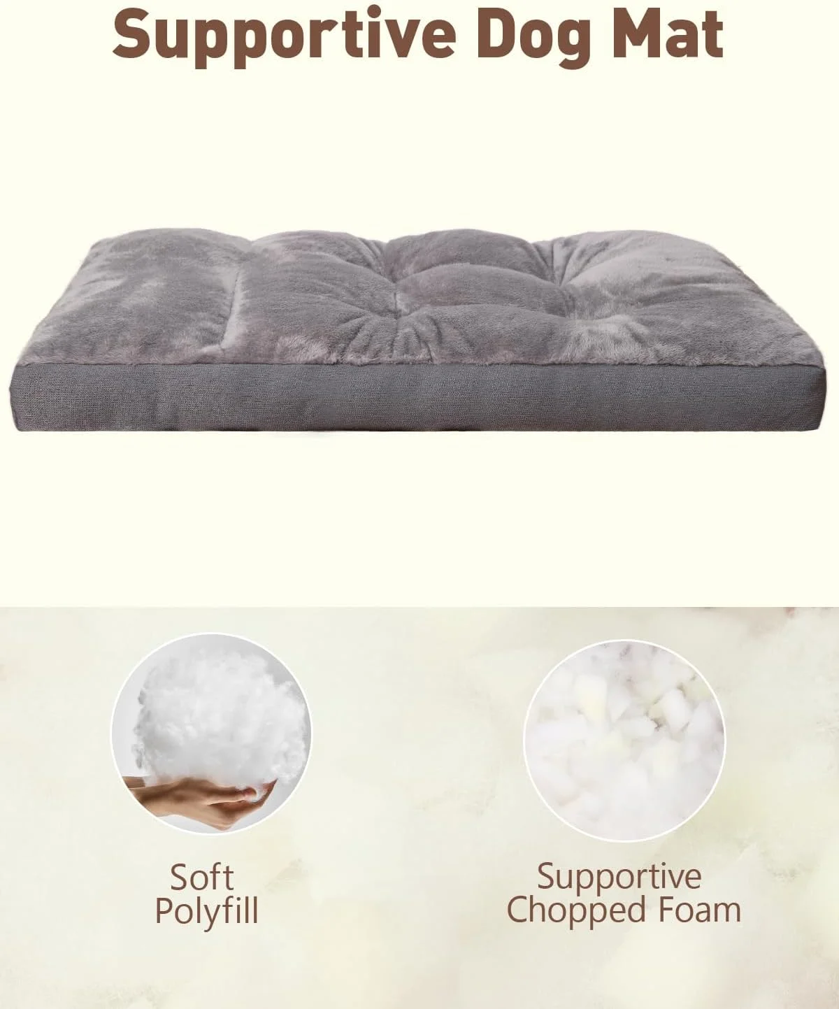 Dog Bed for Crate for Small Dogs, Machine Washable Bed Plush Pet Kennel Pad with Non-Slip Bottom, Pet Sleeping Mat, 23x17 Inch, Dark Gray