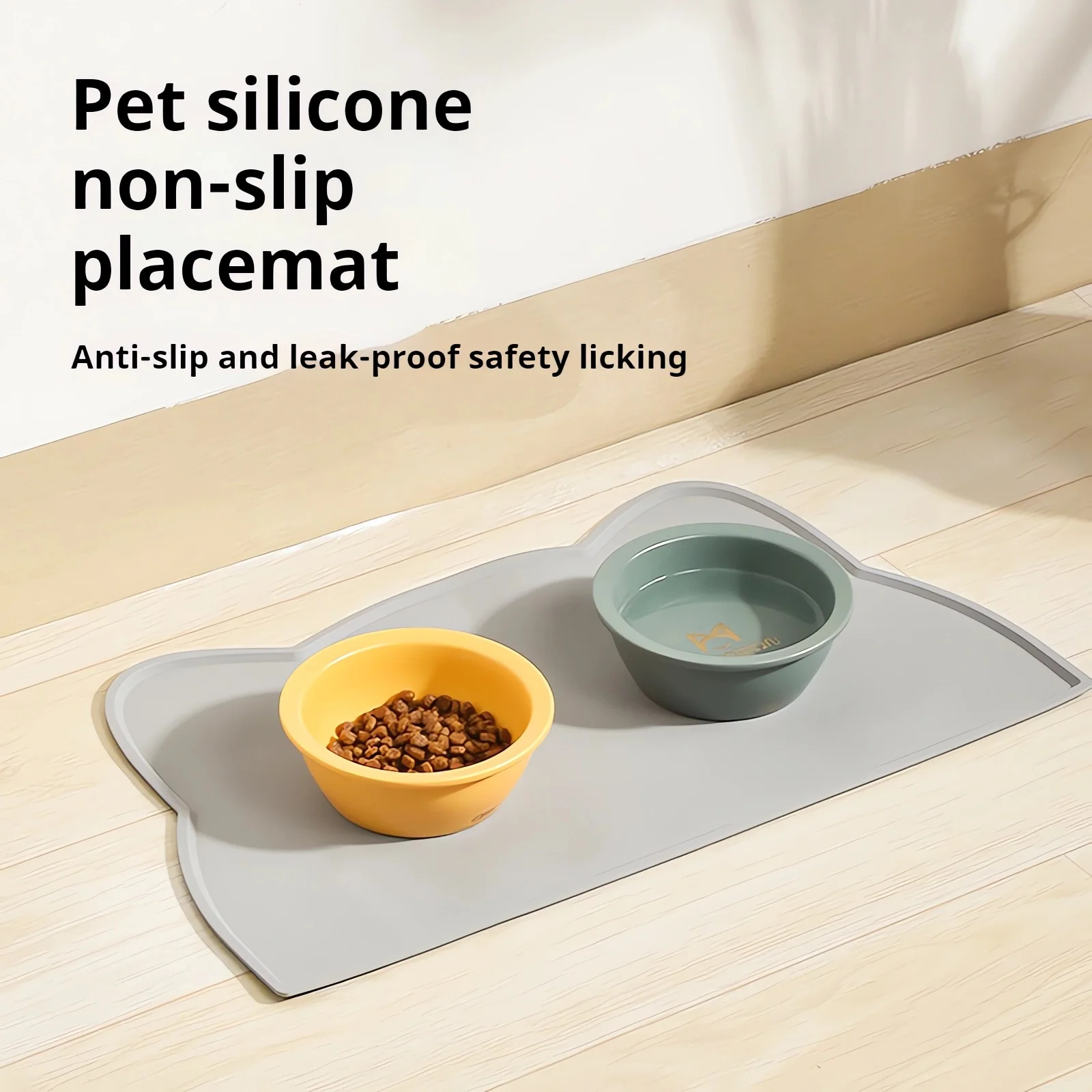 Silicone Cat Feeding Mat - Non-Slip Waterproof Pet Placemat for Bowls, Blue Solid Print, 1 Pack - Easy Clean Durable Feeding Mat for Cats & Small Dogs