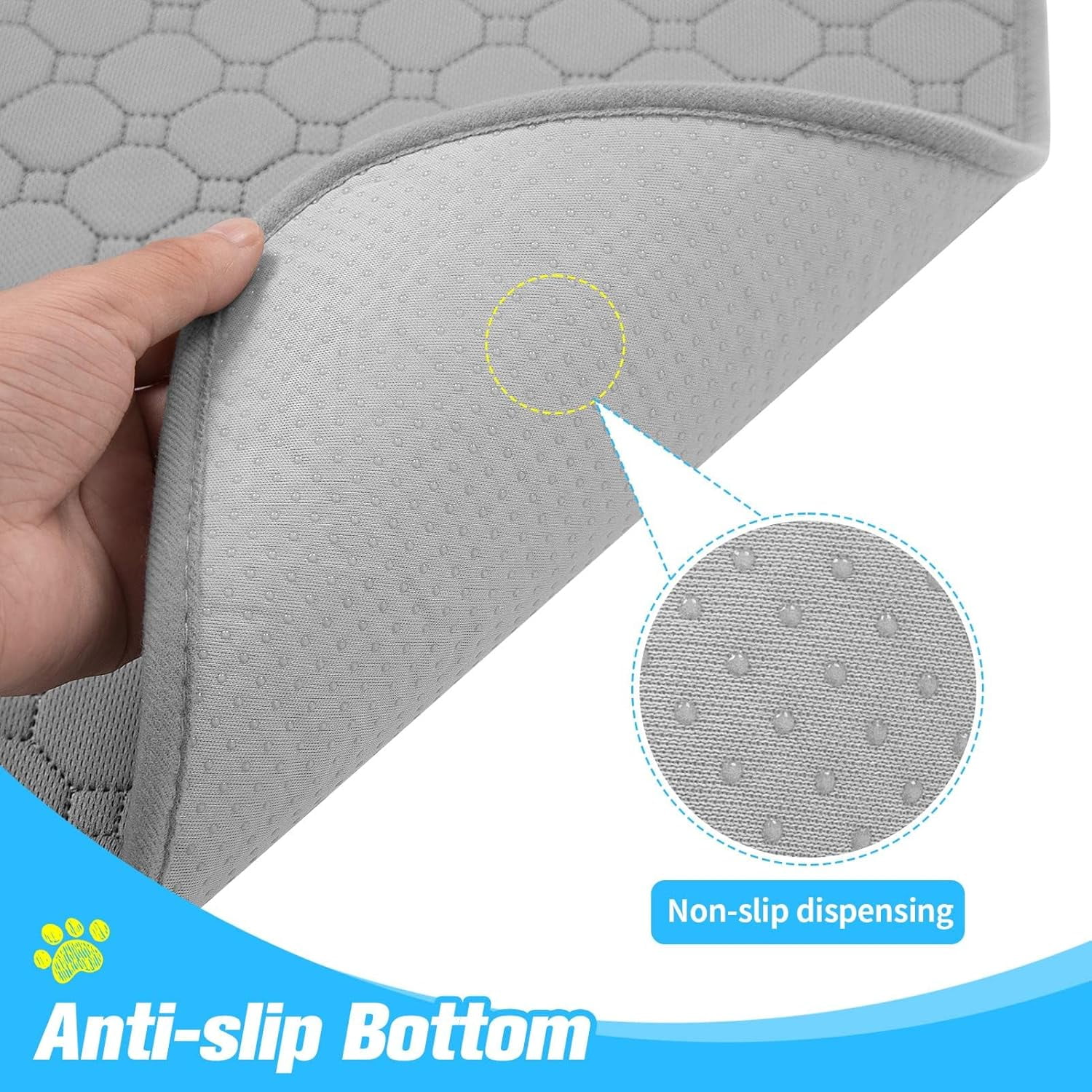 Waterproof Dog Feeding Mat Non-Slip 2 Pcs, 35.4" X 23.6" Absorbent Pet Feeding Mats for Puppies Cats