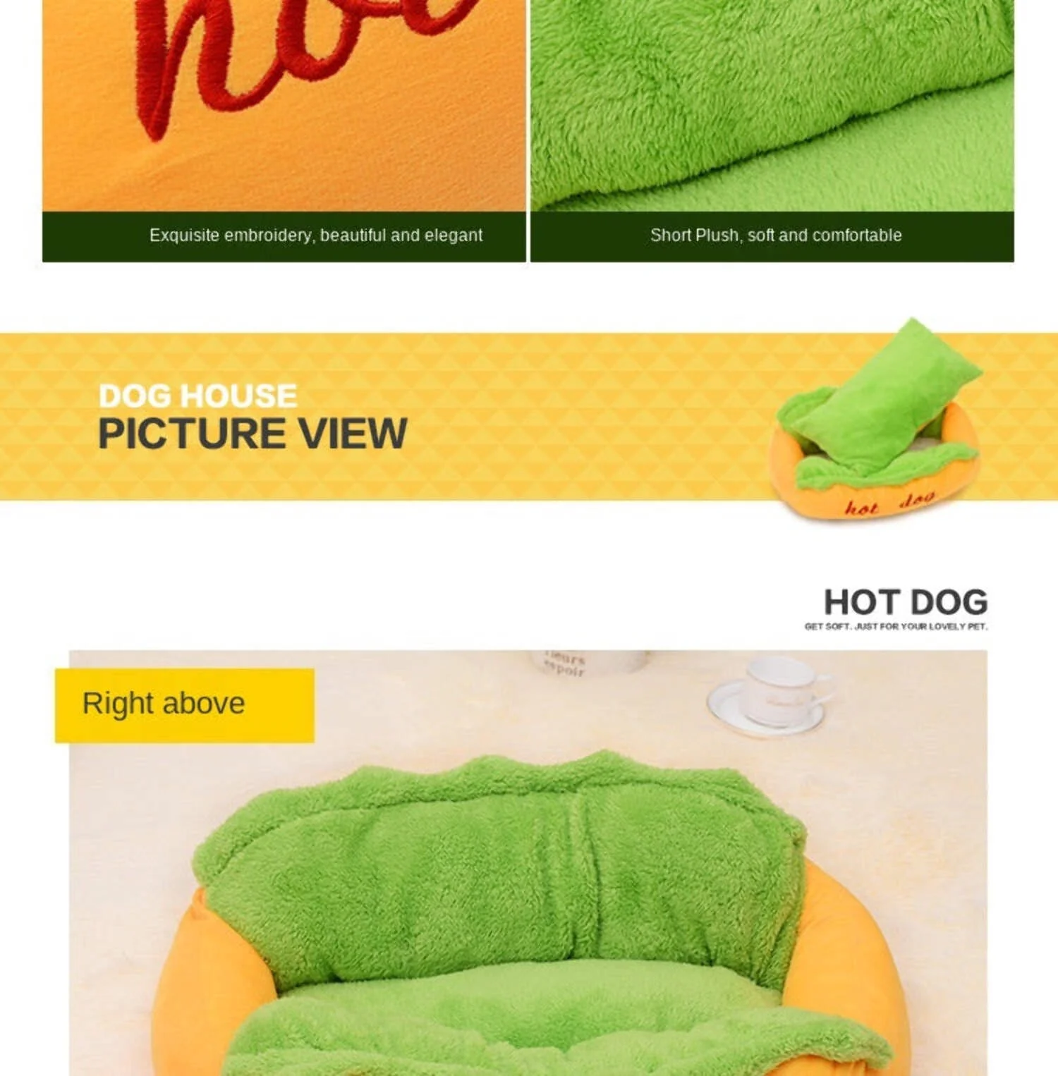 Hot Dog Shaped Pet Bed
