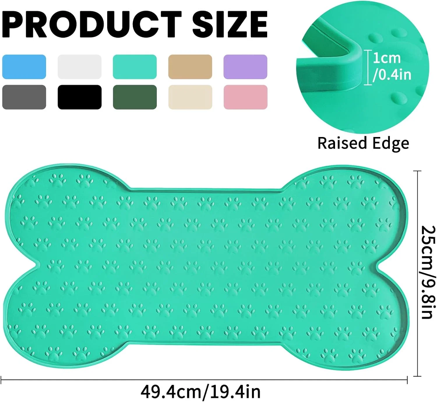 Dog Feeding Mat Anti-Slip Silicone Dog Bowl Mat Thicker Pet Placemat Waterproof Cat Feeder Pad with Raised Edge Puppy Kitten Feeding Mats Suitable Small Medium-Sized Dogs Cats Eating Tray