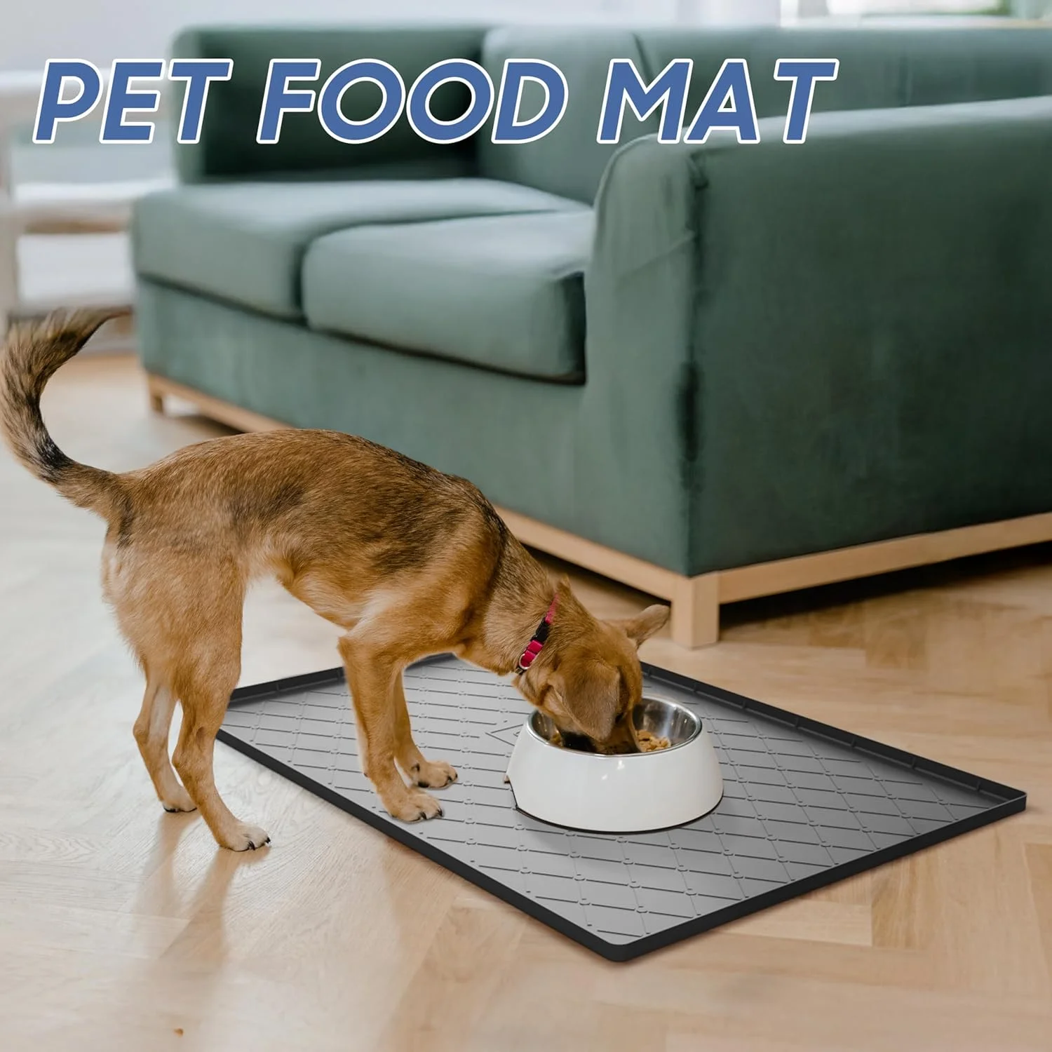 Large Dog Feeding Mat, 40" x 22" Waterproof Pet Mat with Raised Edges, Easy to Clean Silicone Mat for Dogs and Cats