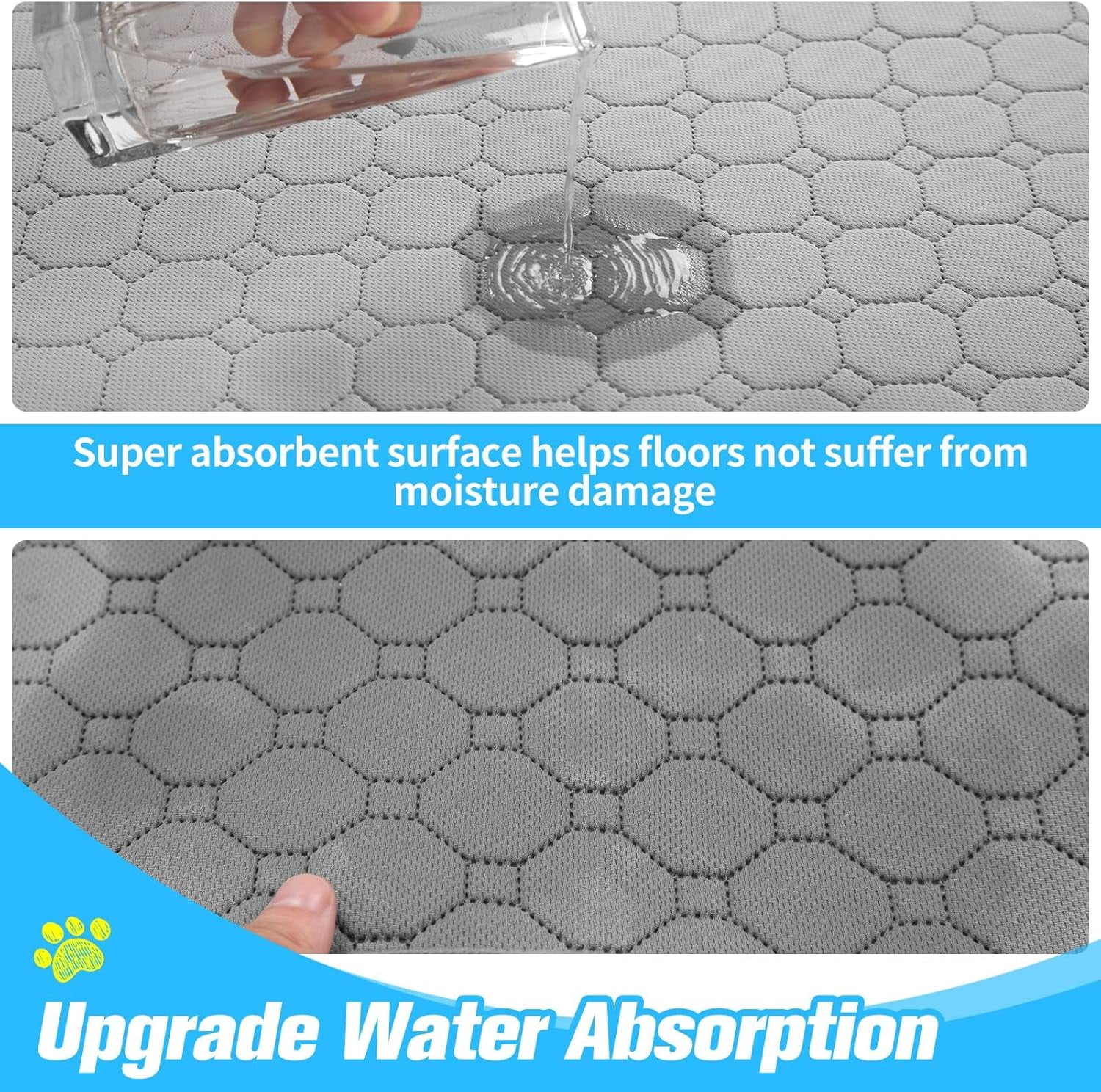 Waterproof Dog Feeding Mat Non-Slip 2 Pcs, 35.4" X 23.6" Absorbent Pet Feeding Mats for Puppies Cats