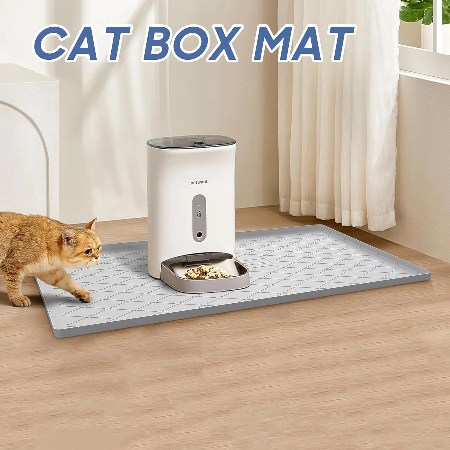 Large Dog Feeding Mat, 40" x 22" Waterproof Pet Mat with Raised Edges, Easy to Clean Silicone Mat for Dogs and Cats