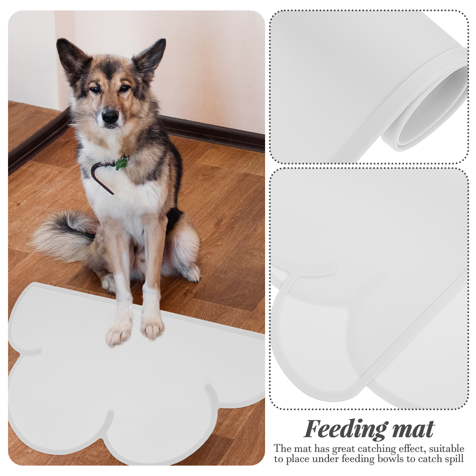 Set of 2 Dogs Cats Mat Silicone Pet Placemat Water-resistant
