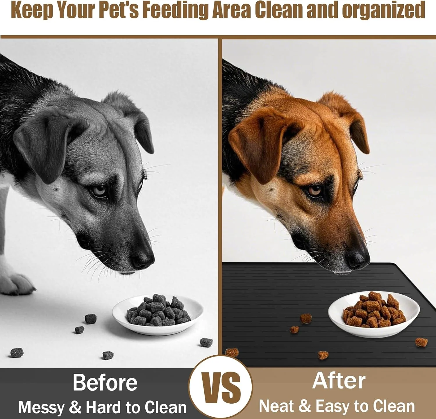 48"x32"(120cmx80cm) Largest Dog Feeding Mat,  Waterproof Pet Feeding Mat for Floors, Silicone Dog Bowl Mat Tray for Food and Water, Black