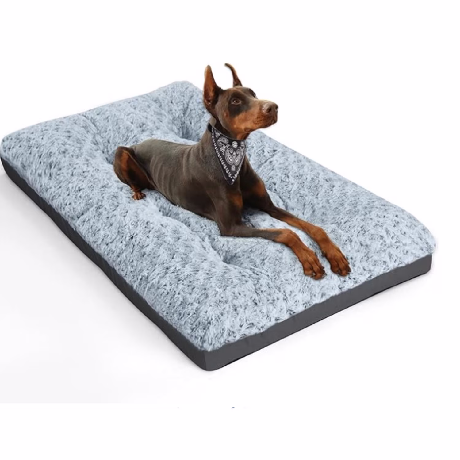 Deluxe Washable XL Dog Bed Dog Crate Mat 42 inch Comfy Fluffy Kennel Pad Anti-Slip for Dogs Up to 90 lbs, 42" x 28", Grey