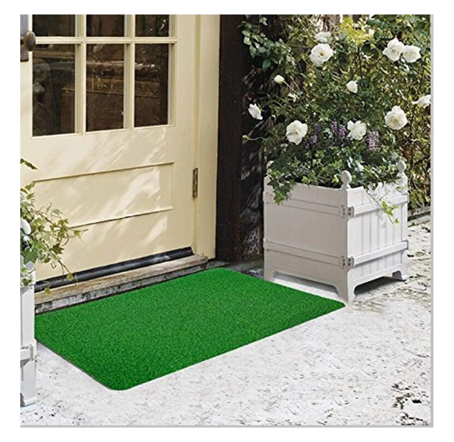 Artificial Grass Doormat Indoor Outdoor - 30x18" Fake Turf Welcome Mat - Easy Clean Entry Rug for Home, Patio, Pet Area - Green