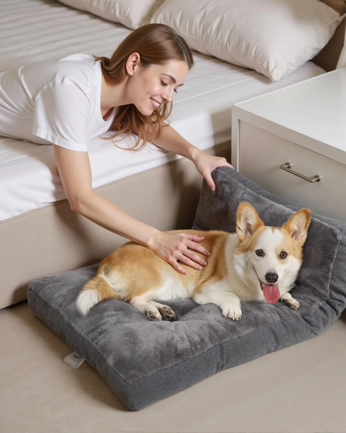 Dog Bed for Crate for Small Dogs, Machine Washable Bed Plush Pet Kennel Pad with Non-Slip Bottom, Pet Sleeping Mat, 23x17 Inch, Dark Gray