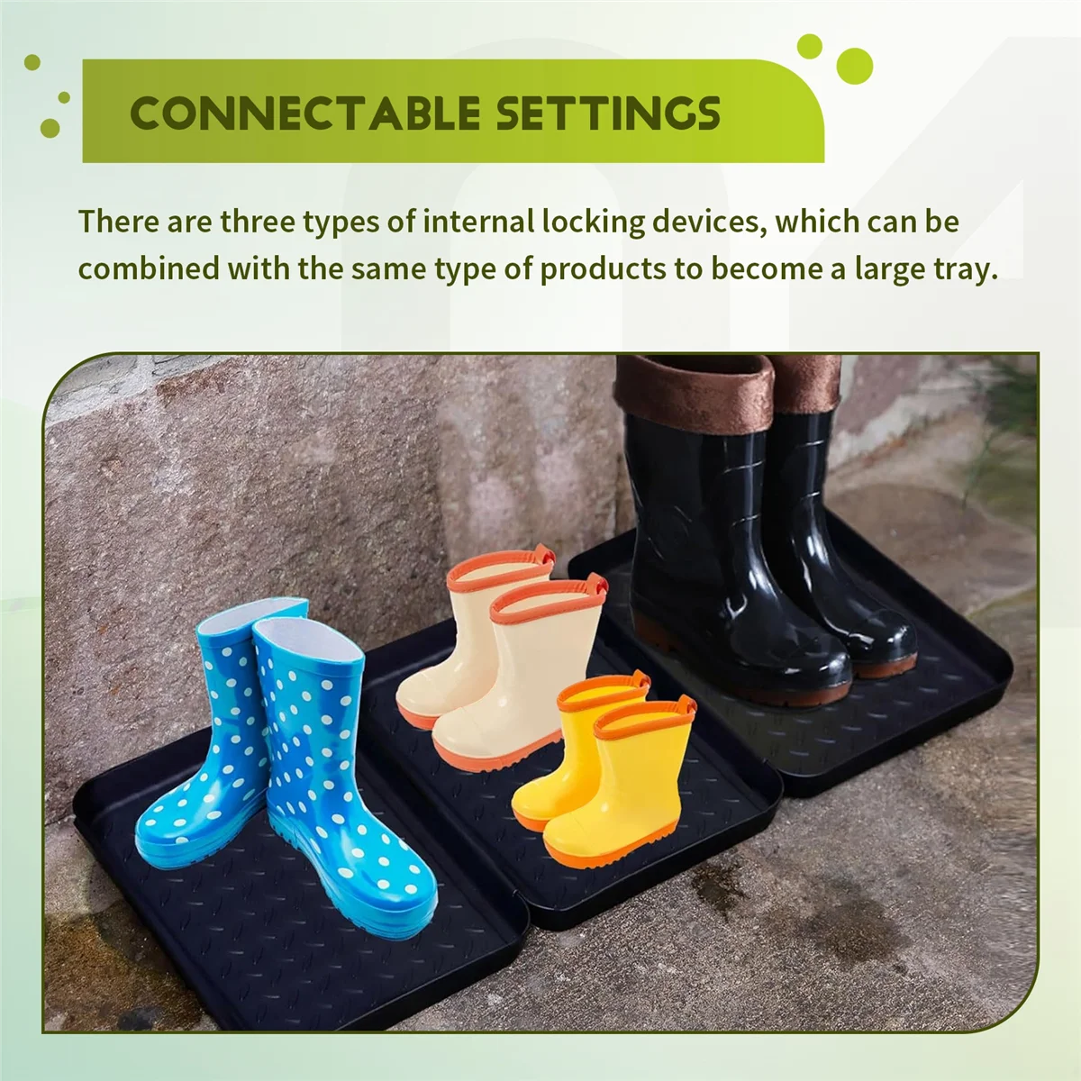 3PCS Boot Tray Heavy Duty Shoe Mat Trays,Storage Tray,Dog Bowl or Cat Bowl Mats Trap Mud to Protect Floor 13.7X10.8 Inch