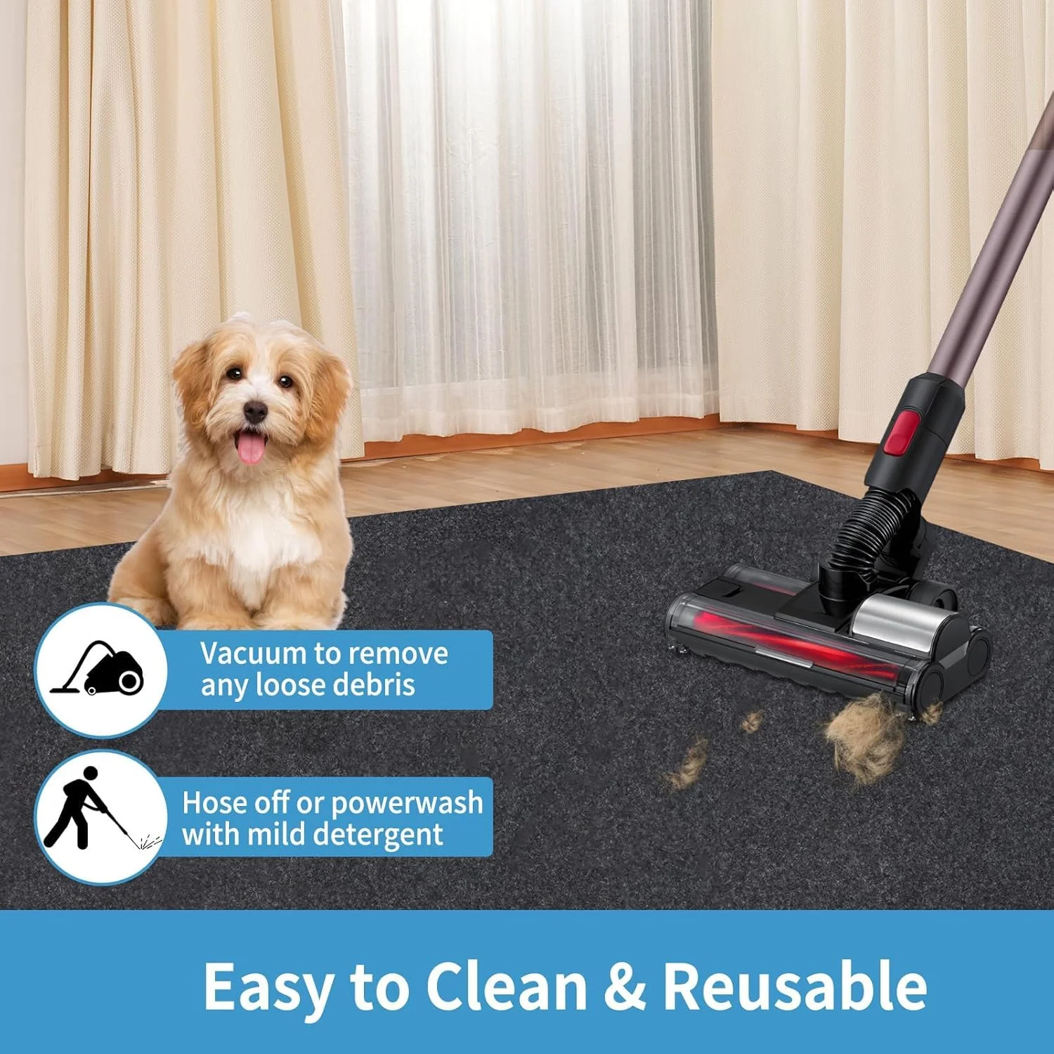 Absorbent Waterproof Dog Crate Mat Liner, Non-Slip Floor Protector for Kennel Training - 48" x 29" (1 Pack)