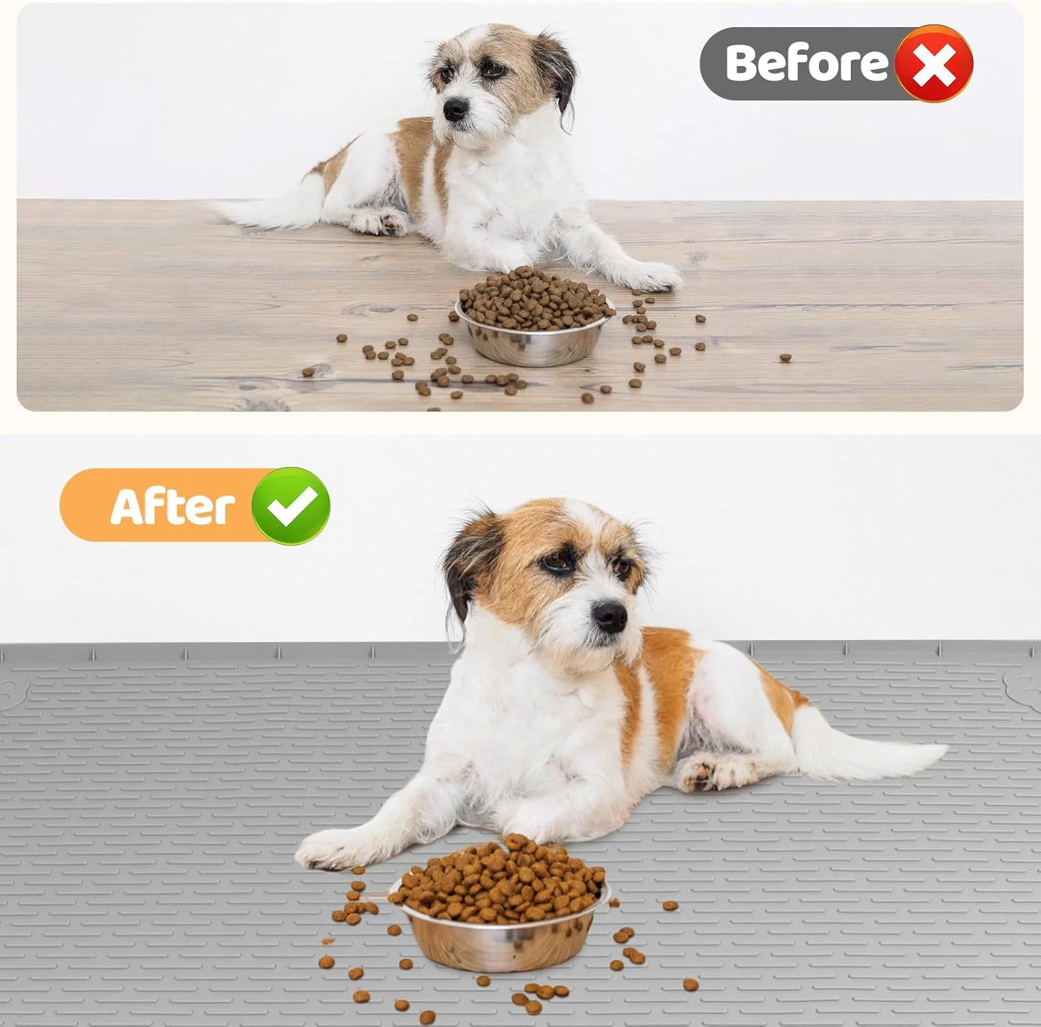 Extra Large 40" x 28" Silicone Pet Feeding Mat for Dogs and Cats - Non-Slip, Easy to Clean, Gray