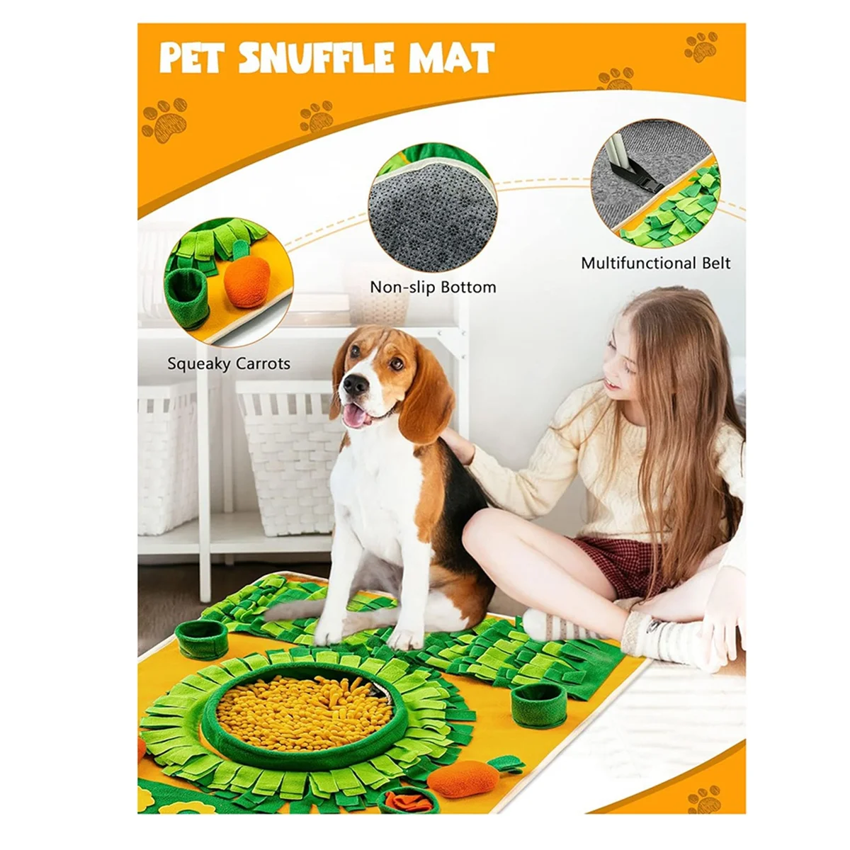 Pet Snuffle Mat for , Interactive Puzzle Toy, Perfect Snuffle Mat for Medium Breed, Slow Feeding Mat