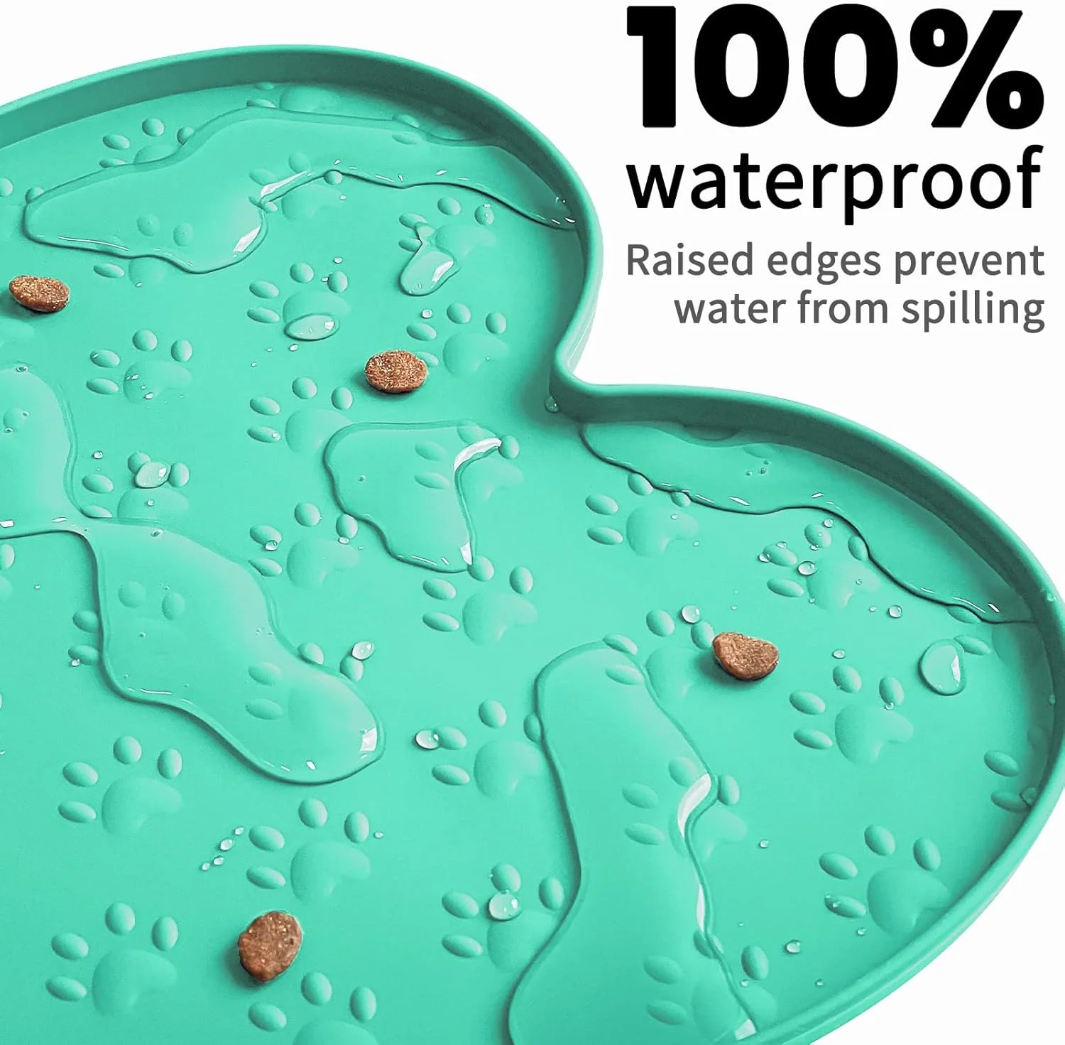 Dog Feeding Mat Anti-Slip Silicone Dog Bowl Mat Thicker Pet Placemat Waterproof Cat Feeder Pad with Raised Edge Puppy Kitten Feeding Mats Suitable Small Medium-Sized Dogs Cats Eating Tray