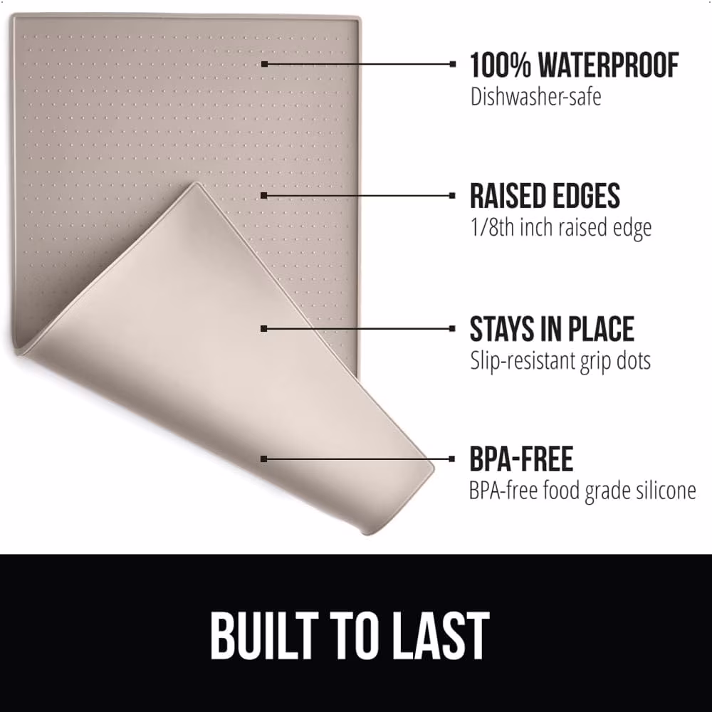 Waterproof Pet Feeding Mat with Raised Edge,  Silicone for Dogs and Cats
