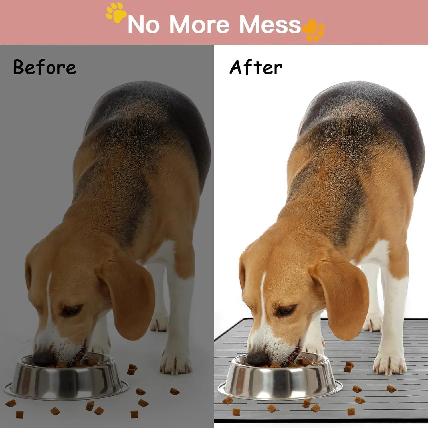 US Largest Dog Feeding Mat, 48"x32" Silicone Dog and  Mat for Food and Water Bowls, Thinken Waterproof Non-Slip  Pet Feeding Mat for Floors (Black)