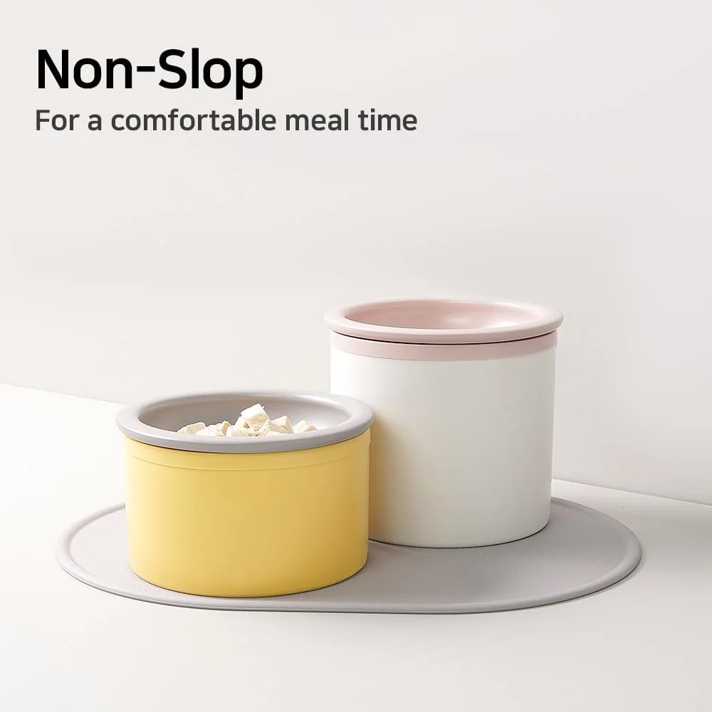 Silicon Pet Feeding Mat with Raised Edges, Non-Slip, 15.7x11.4, Waterproof, Easy to Clean, Made in Korea