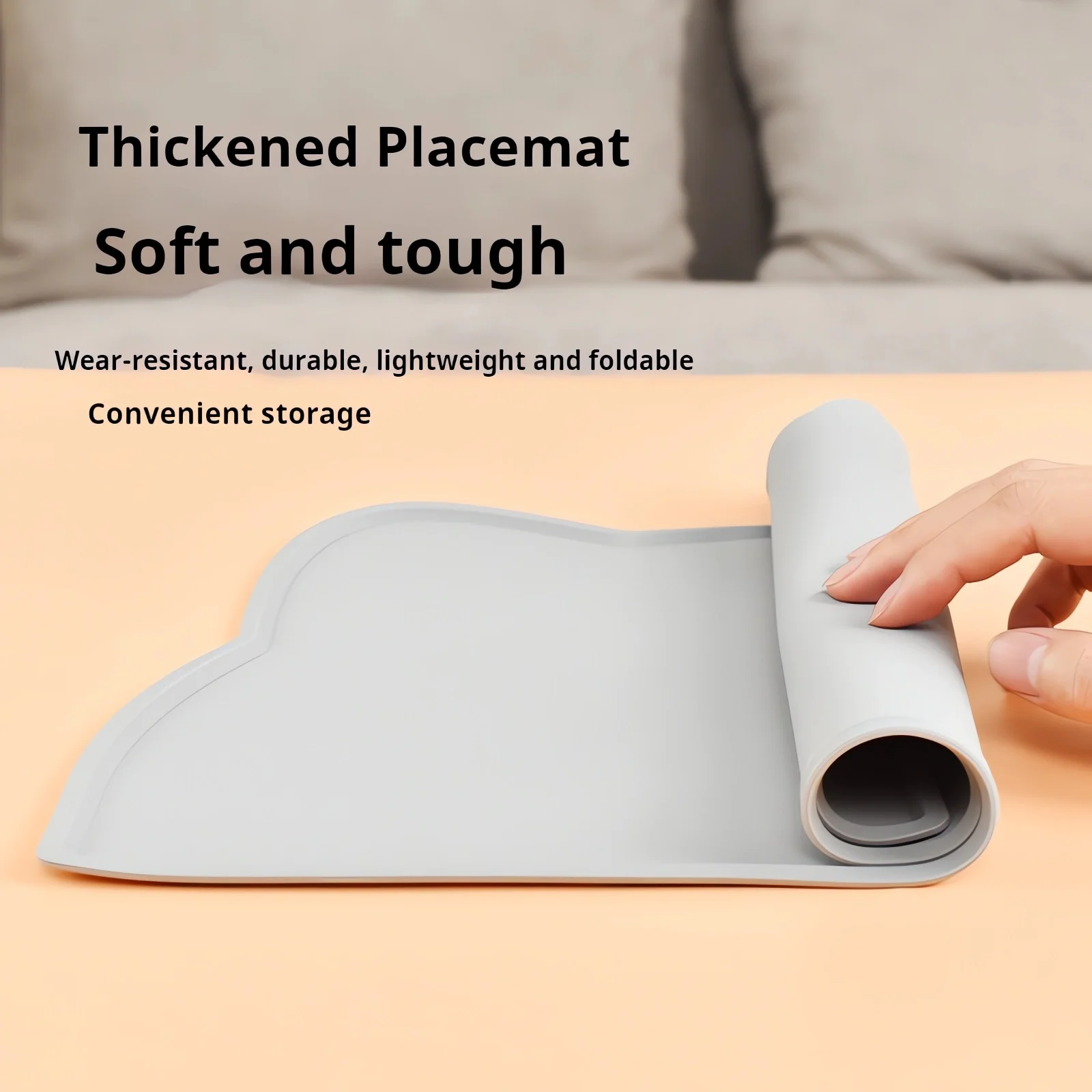 Silicone Cat Feeding Mat - Non-Slip Waterproof Pet Placemat for Bowls, Blue Solid Print, 1 Pack - Easy Clean Durable Feeding Mat for Cats & Small Dogs