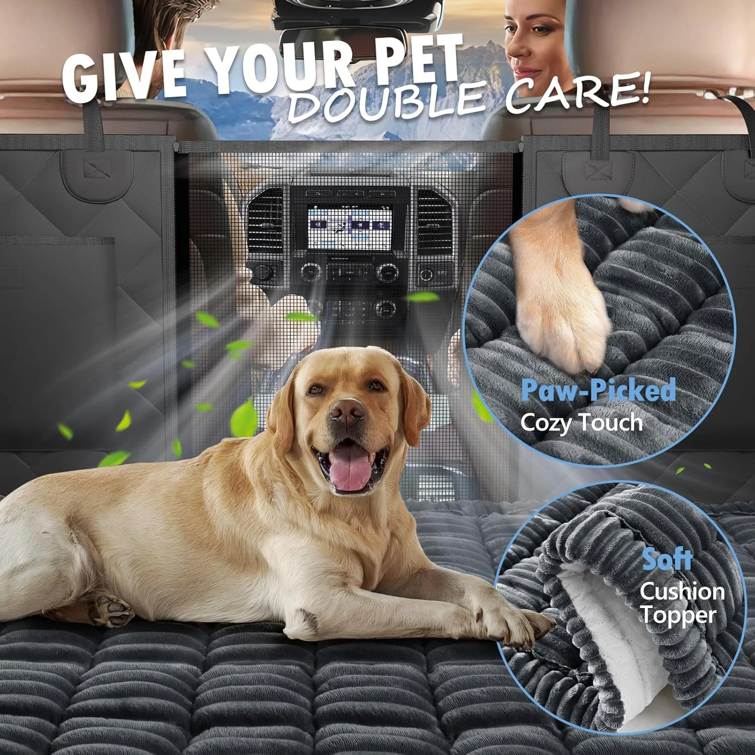 Dog Bed for Truck Back Seat Non-Slip, Truck Dog Bed Soft and Comfortable, Back Seat Pet Bed Mat for Travel, Pet Car Blanket for Backseat Extender and Seat Covers Grey 59”X27.5”