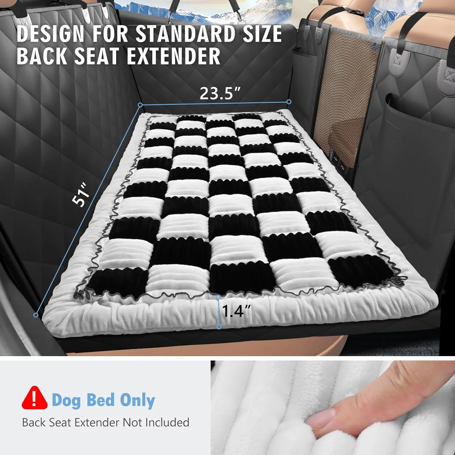 Dog Bed for Truck Back Seat Non-Slip, Truck Dog Bed Soft and Comfortable, Back Seat Pet Bed Mat for Travel, Pet Car Blanket for Backseat Extender and Seat Covers Grey 59”X27.5”