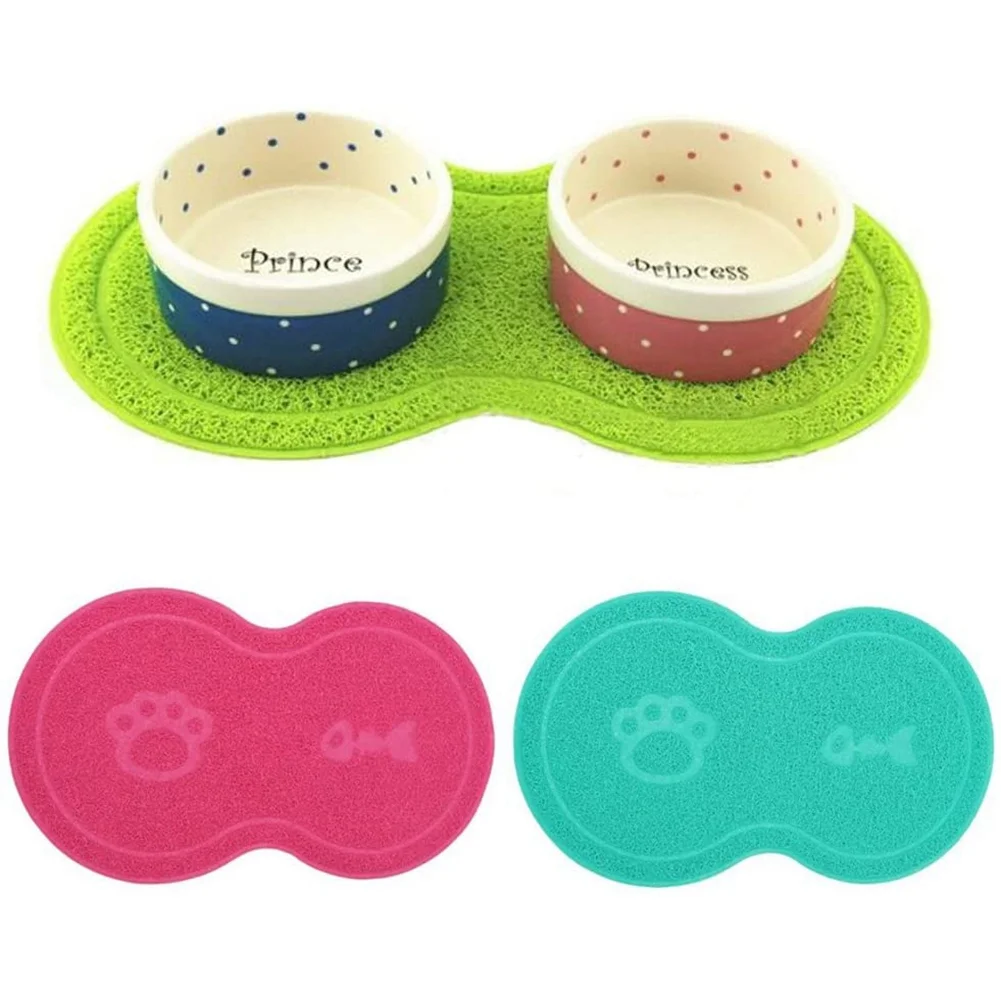 Pet Food PVC Mat Waterproof Non-Slip Pet Feeding Mat Pet Bowl Mat, Pet Feeding Tray for Cats and Dogs (Grey)