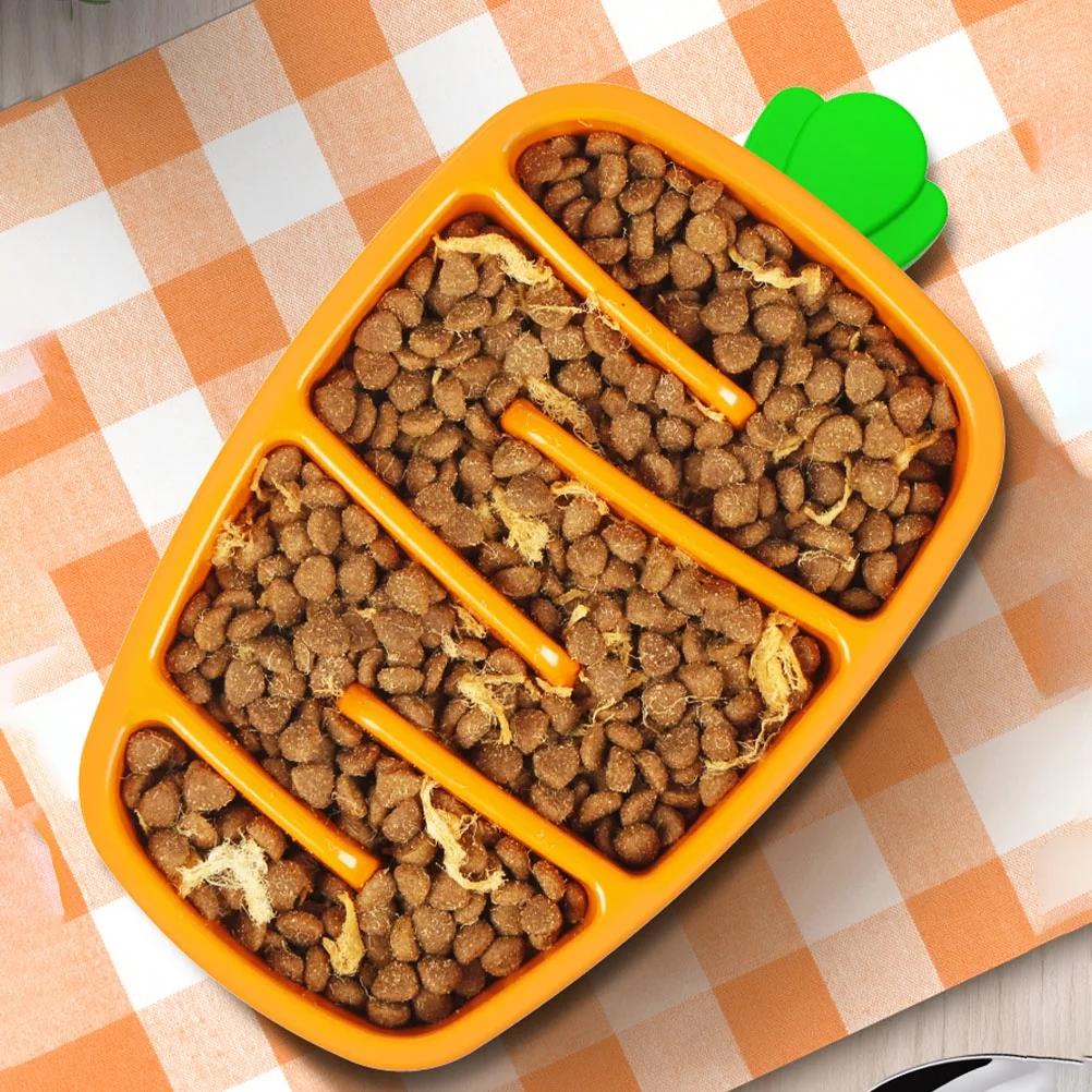 Slow Feeder Dog Bowl Insert for Puppies and Small Dogs, Orange Carrot Design, Pet Feeding Mat