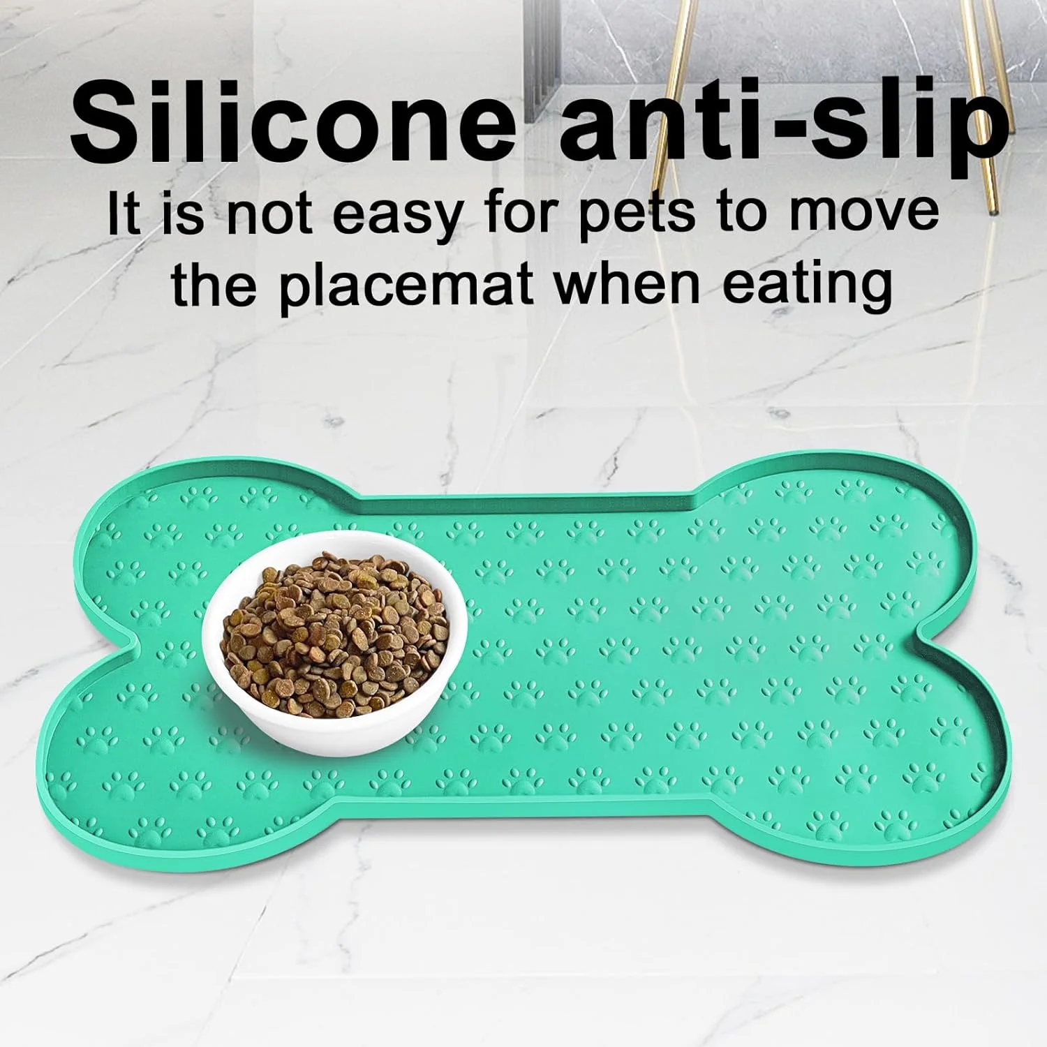 Dog Feeding Mat Anti-Slip Silicone Dog Bowl Mat Thicker Pet Placemat Waterproof Cat Feeder Pad with Raised Edge Puppy Kitten Feeding Mats Suitable Small Medium-Sized Dogs Cats Eating Tray