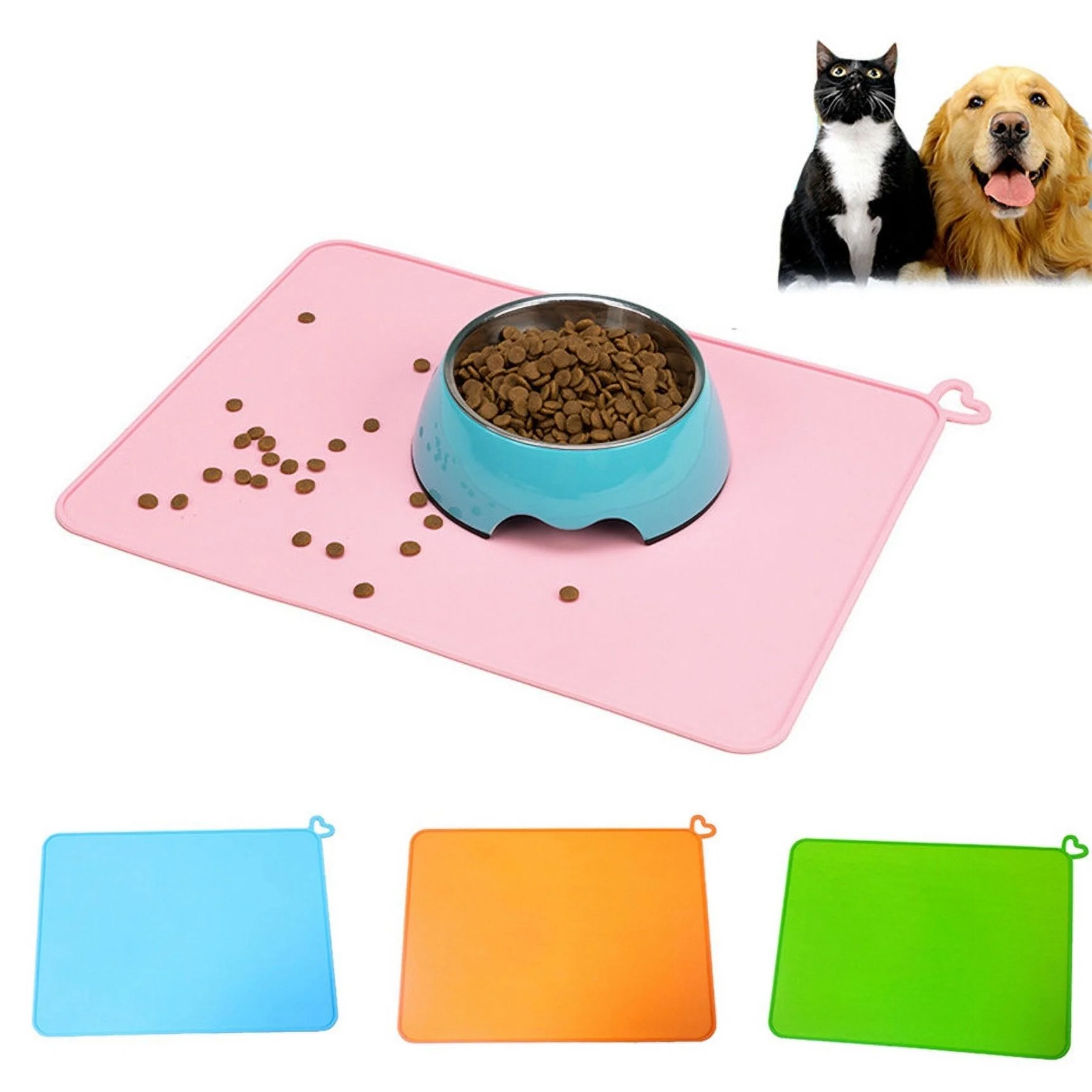 Silicone Pet Feeding Mat Puppy cat Feeder Food Water Drinking For Dog Dish Bowl Feed Placemat Supplies Orange