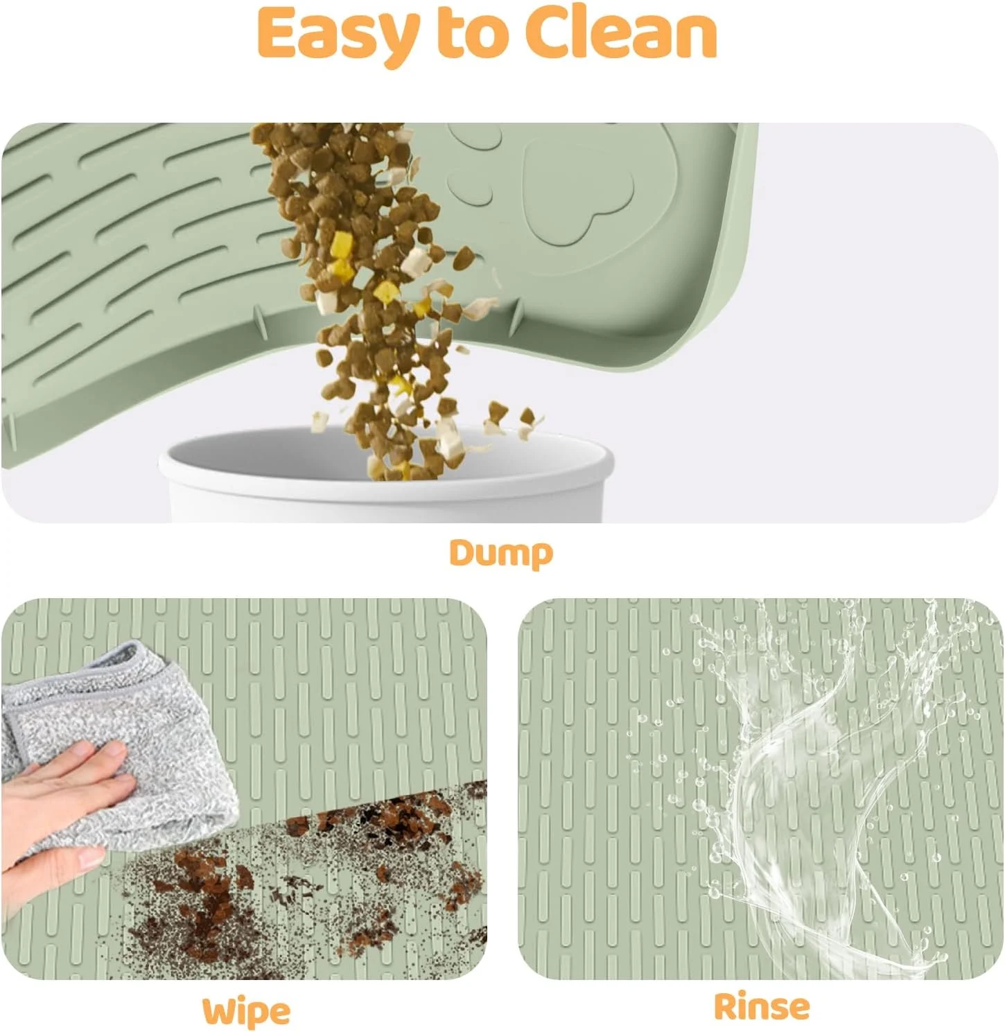 Cat Feeding Mat, 50" x 35" Extra Large Silicone Pet Feeding Mat with Raised Edge Pet Placemat for Food and Water Bowl Non-Slip, Easy to Clean, Floor Protection (Green)