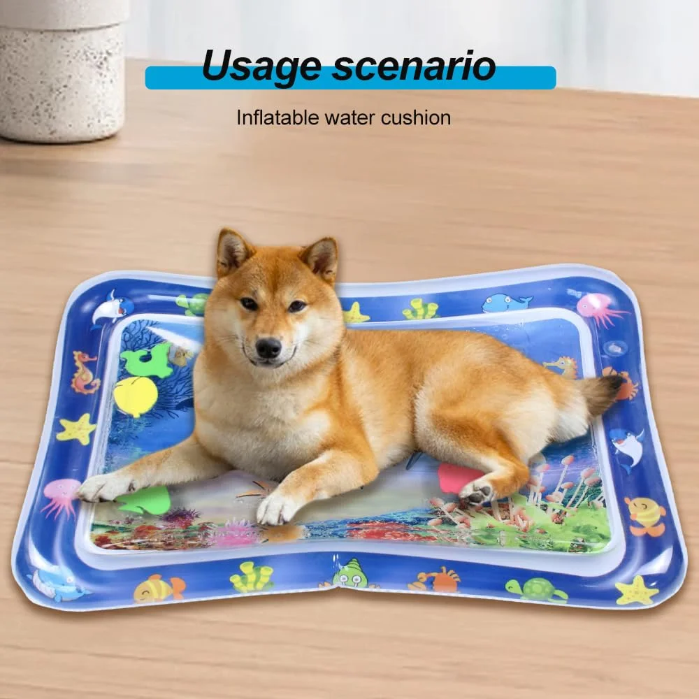 Water Mat for Cats Dogs, 2025 New Thickened Cat Water Mat with Fish, Pet Cat Water Bed Play Mat, Cool Comfort Water Sensory Playmat for Pet & Kids (D, 25.6)