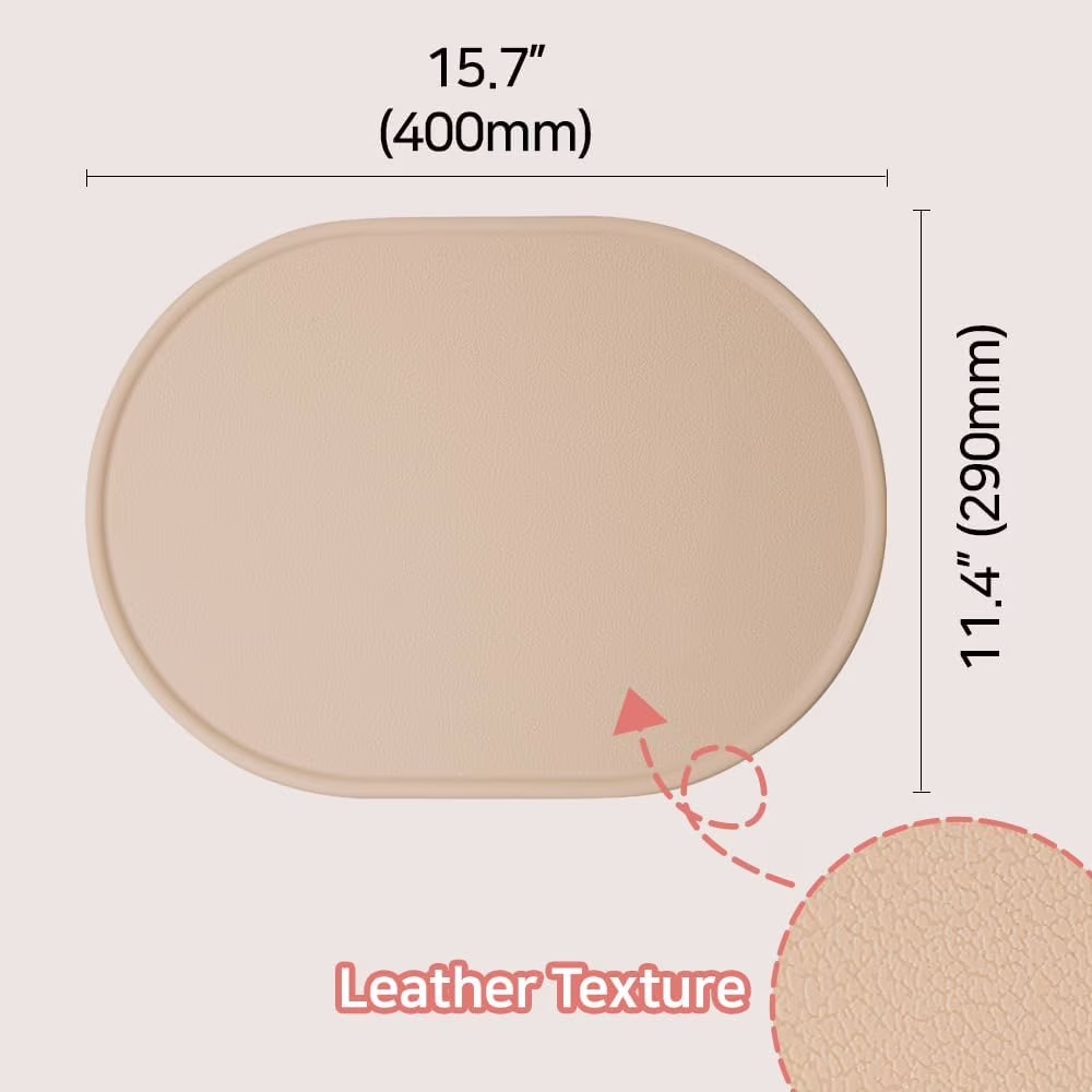 Silicon Pet Feeding Mat with Raised Edges, Non-Slip, 15.7x11.4, Waterproof, Easy to Clean, Made in Korea