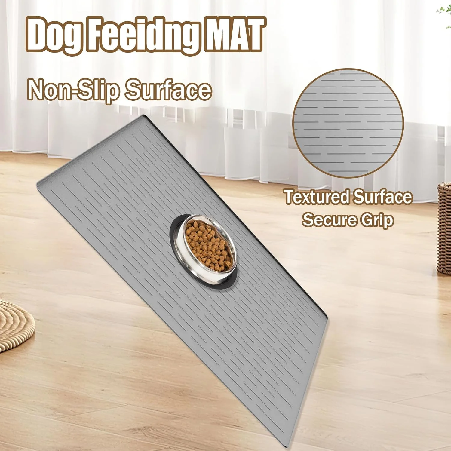 48"x32"(120cmx80cm) Largest Dog Feeding Mat,  Waterproof Pet Feeding Mat for Floors, Silicone Dog Bowl Mat Tray for Food and Water, Black