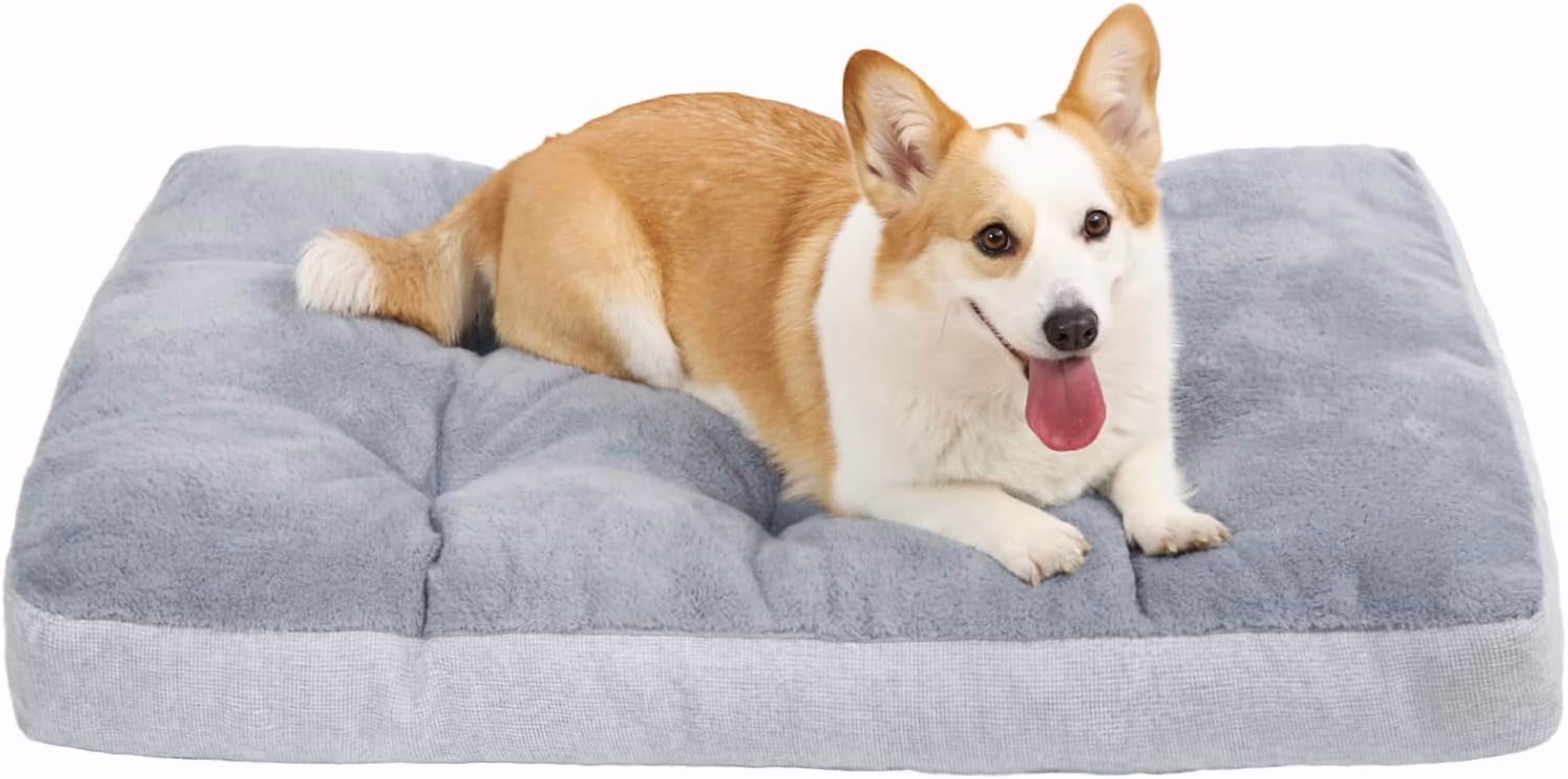 Washable Dog Bed for Small Dogs, Crate Bed Plush Pet Kennel Pad with Non-Slip Bottom, Pet Sleeping Mat, 23x17 Inch, Light Gray