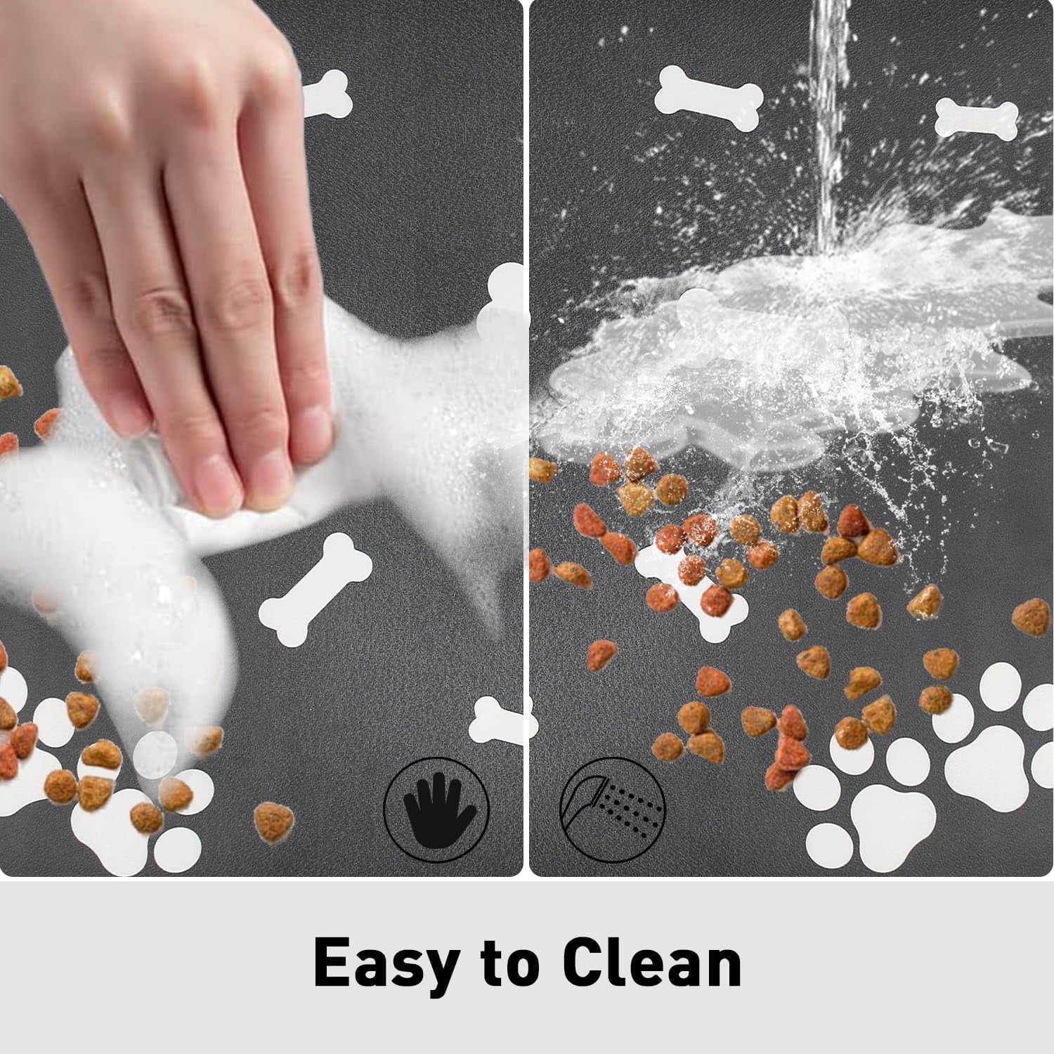 Absorbent Dog Feeding Mat Non-slip: Waterproof Cat Feeding Mat with Rubber Back – Non-stains Dog Bowl Mat – 16x24 Inch Pet Feeding Mat - Pet Supplies for Puppy Dog Cat - Easy Clean Quick Dry