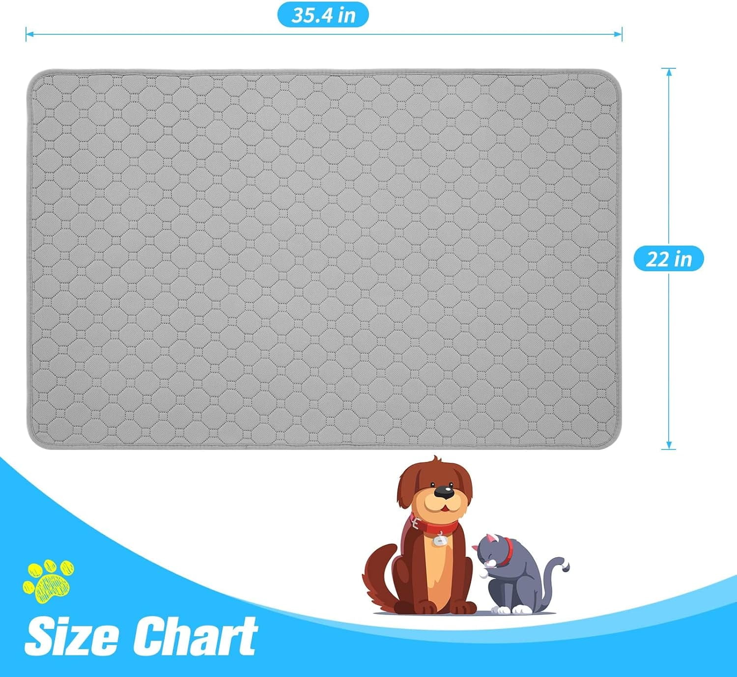 Waterproof Dog Feeding Mat Non-Slip 2 Pcs, 35.4" X 23.6" Absorbent Pet Feeding Mats for Puppies Cats