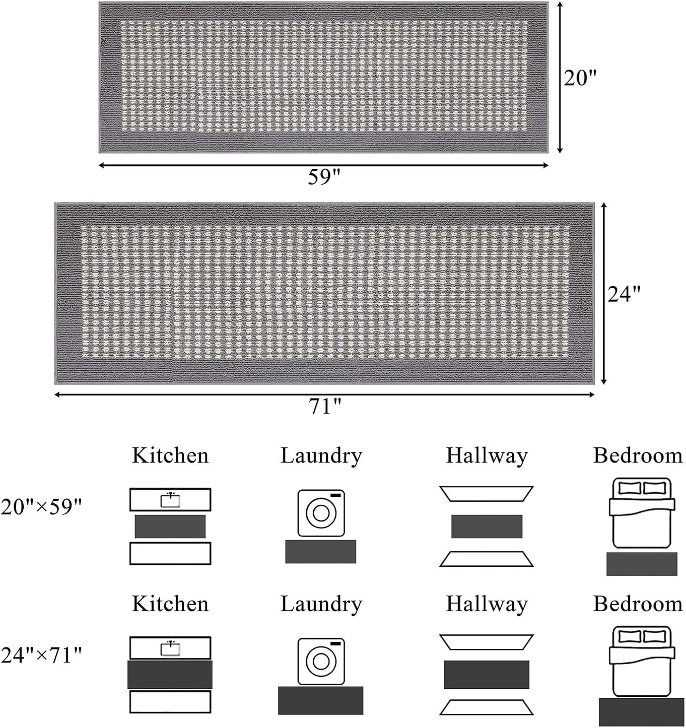 Runner Rugs for Hallway  Non Slip Farmhouse Long Kitchen Floor Mats with Rubber Backing Absorbable Throw Rugs Machine Washable Indoor Decor Carpet for Corridor Petmat Entryway