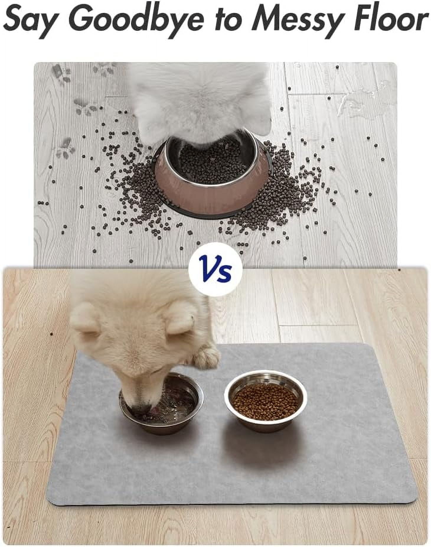 Absorbent Pet Feeding Mat - No Stains, Quick Dry, Anti-Slip for Cat & Dog Food & Water Bowls