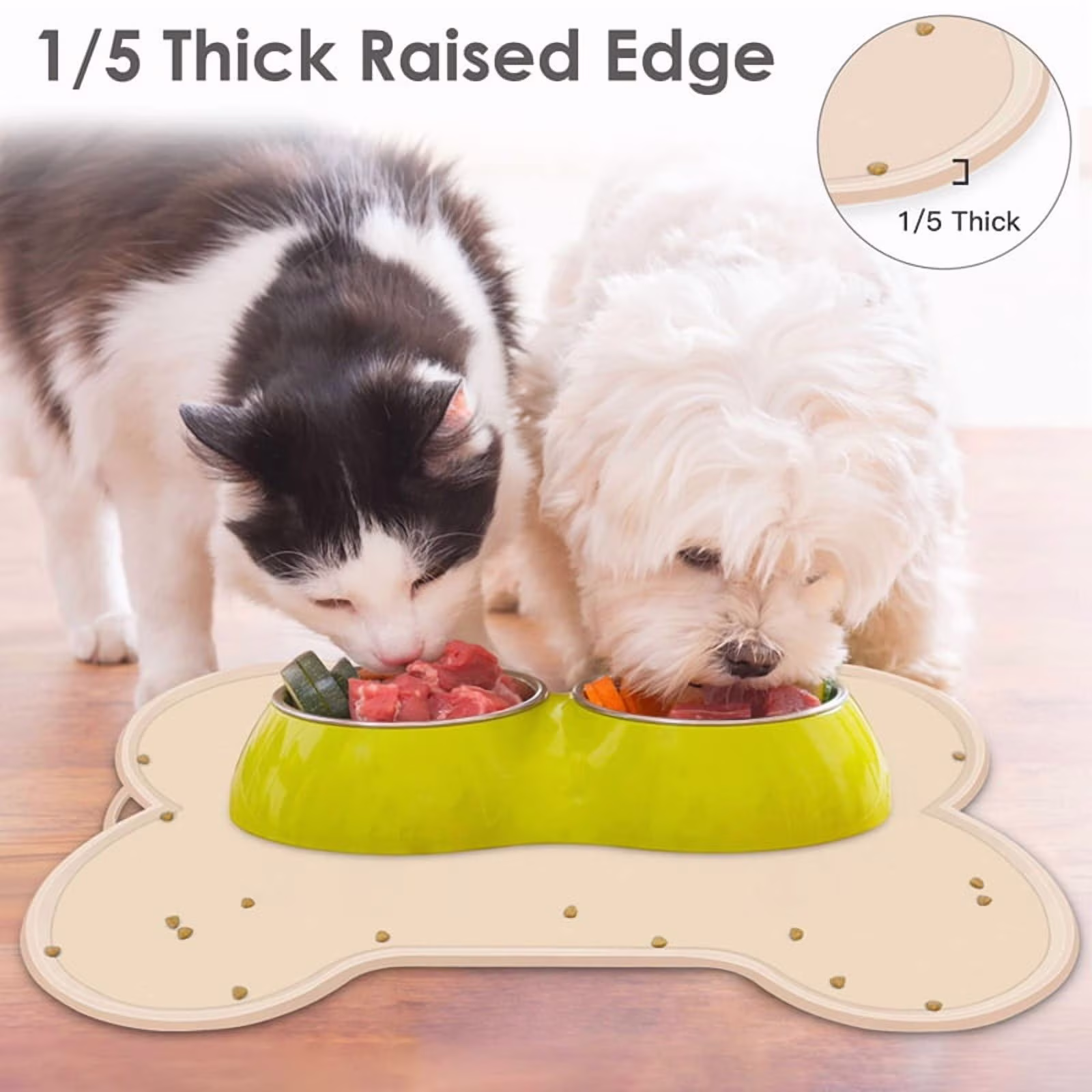 Dog Cat Feeding Mat Large 22x16Inch Non-Slip Pet Dog Feeding Mat Waterproof Silicone Dog Food Tray, Easy to Clean