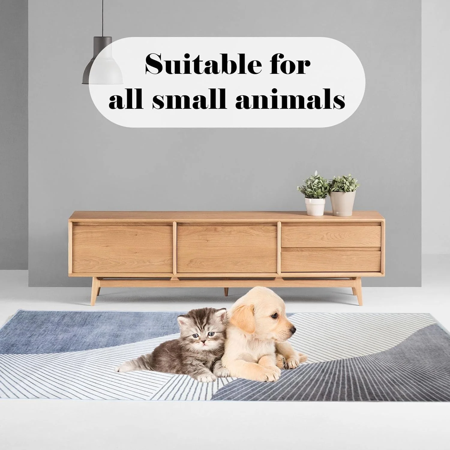 Large Washable Bunny Floor Mat for Small Animals - Non Slip Pet Playpen Mat for Hamster, Rabbit, , Dog