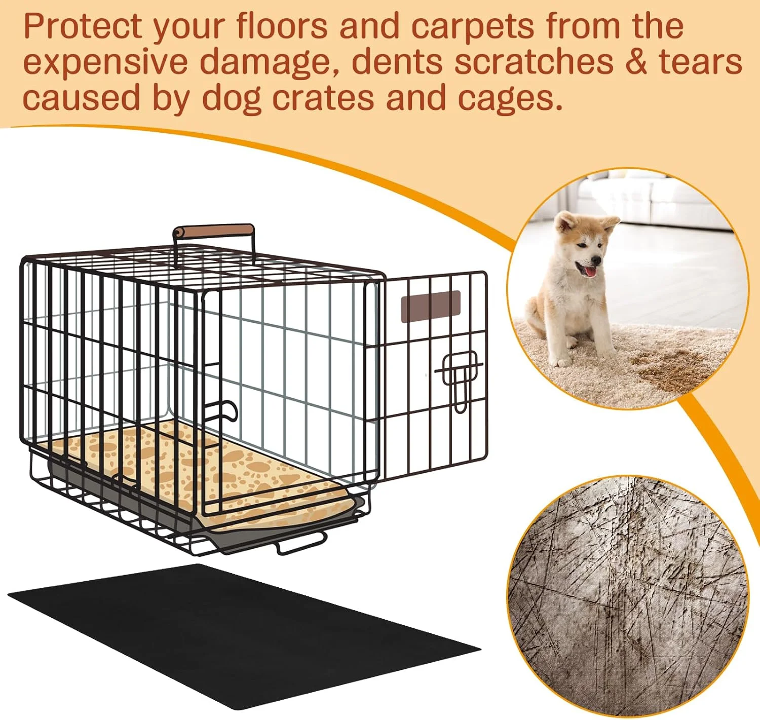 PVC Pet Crate Floor Protection Mat 29" X 44" XXL Washable Floor Covering Reusable Waterproof Non Slip Rug Whelping Pad for Pet