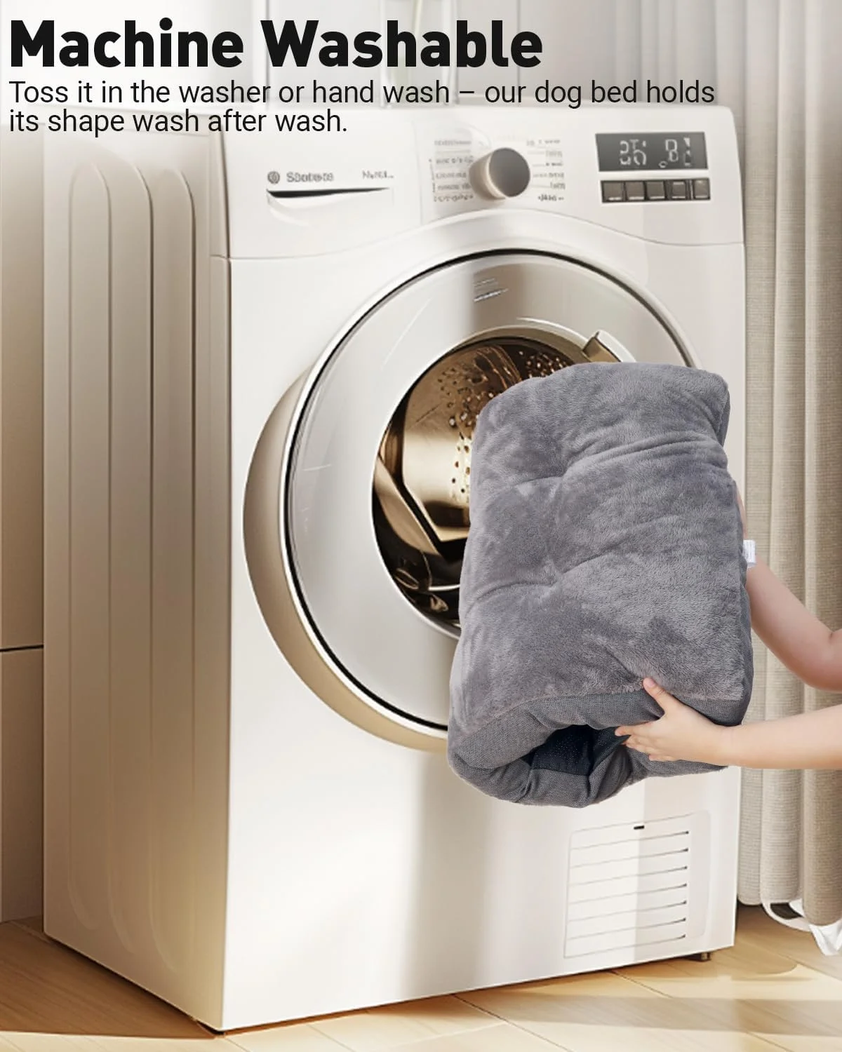 Dog Bed for Crate for Small Dogs, Machine Washable Bed Plush Pet Kennel Pad with Non-Slip Bottom, Pet Sleeping Mat, 23x17 Inch, Dark Gray