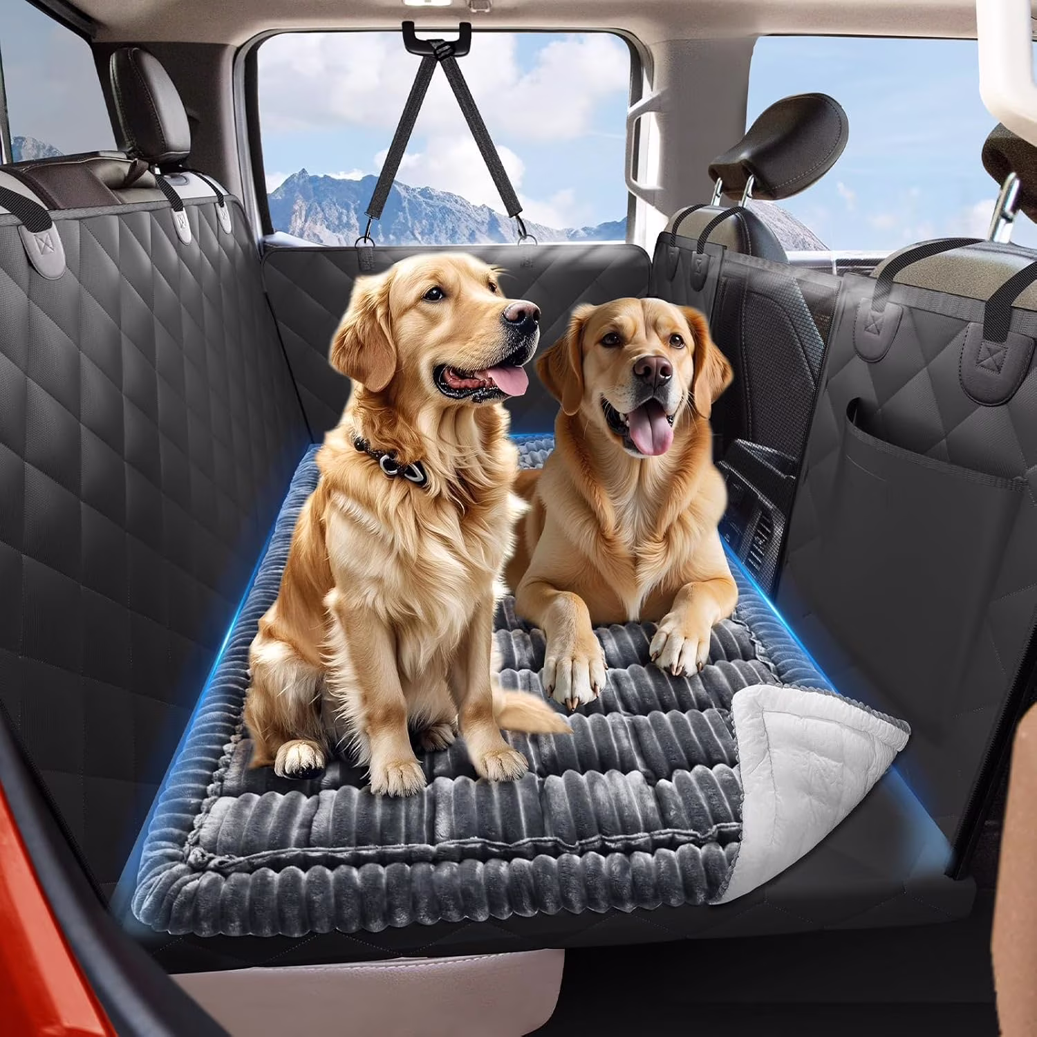 Dog Bed for Truck Back Seat Non-Slip, Truck Dog Bed Soft and Comfortable, Back Seat Pet Bed Mat for Travel, Pet Car Blanket for Backseat Extender and Seat Covers Grey 59”X27.5”