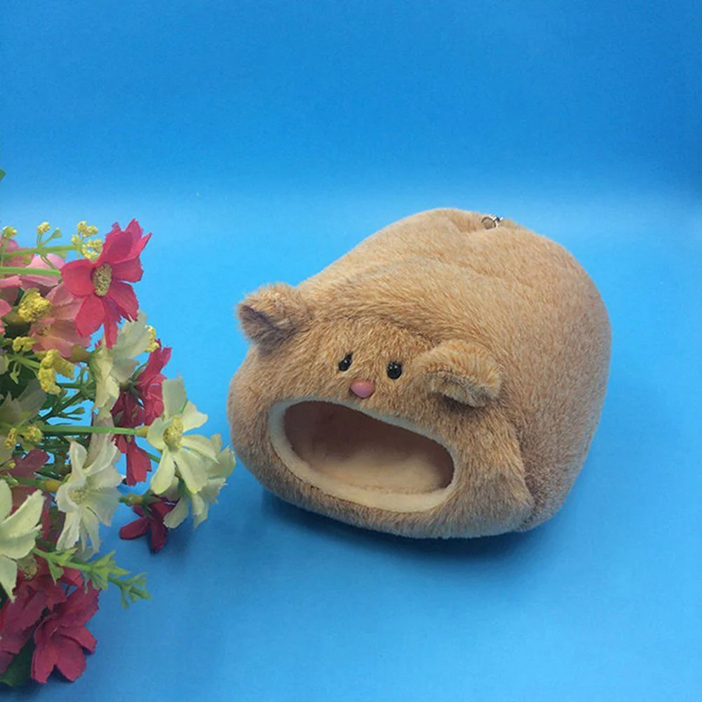 Rats Hamster Winter Warm Hanging Cage Hammock Cute Bear House with Bed Mat for Small Furry Animals