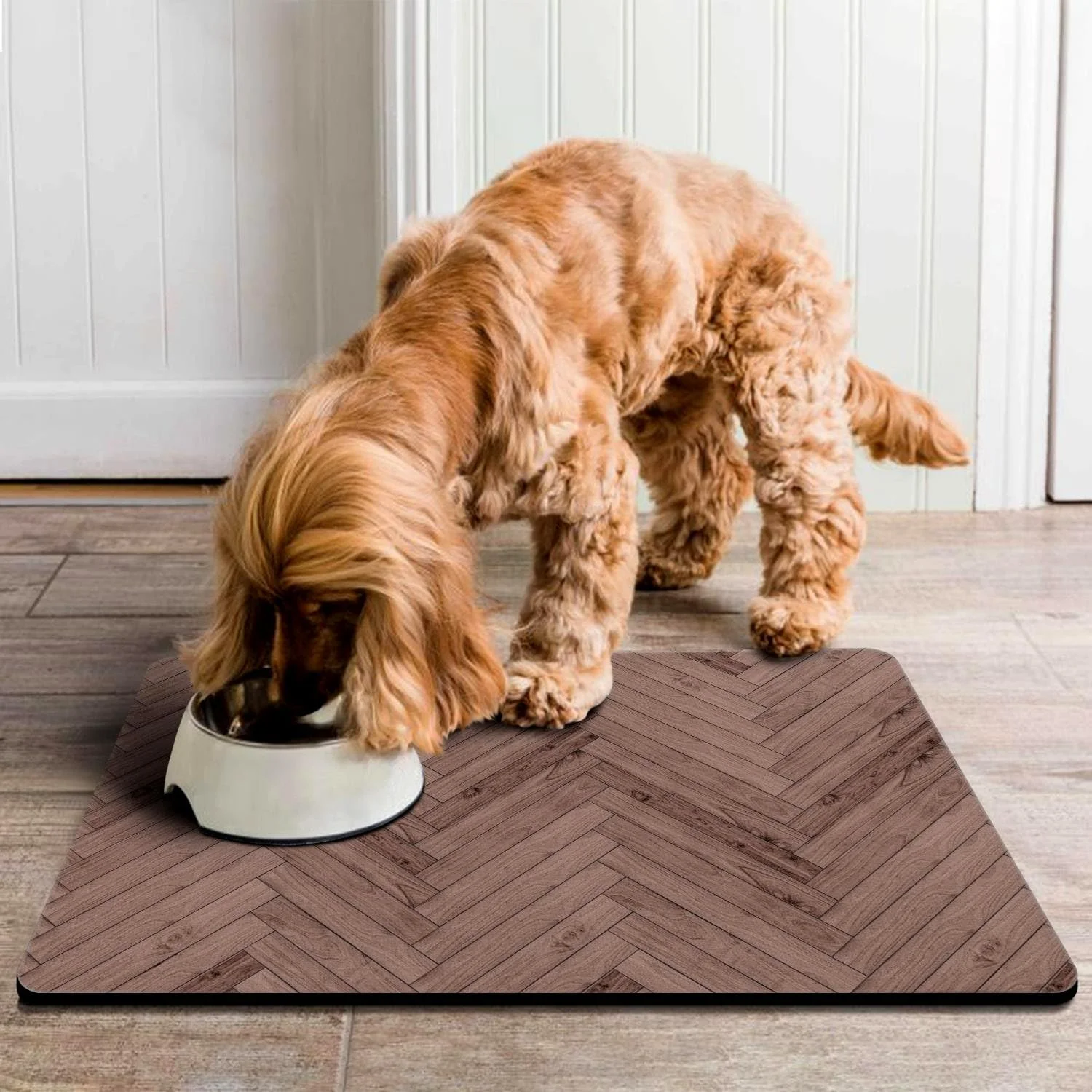 Absorbent Pet Feeding Mat for Dogs & Cats - Quick Dry Bowl Mat with Non-Slip Backing